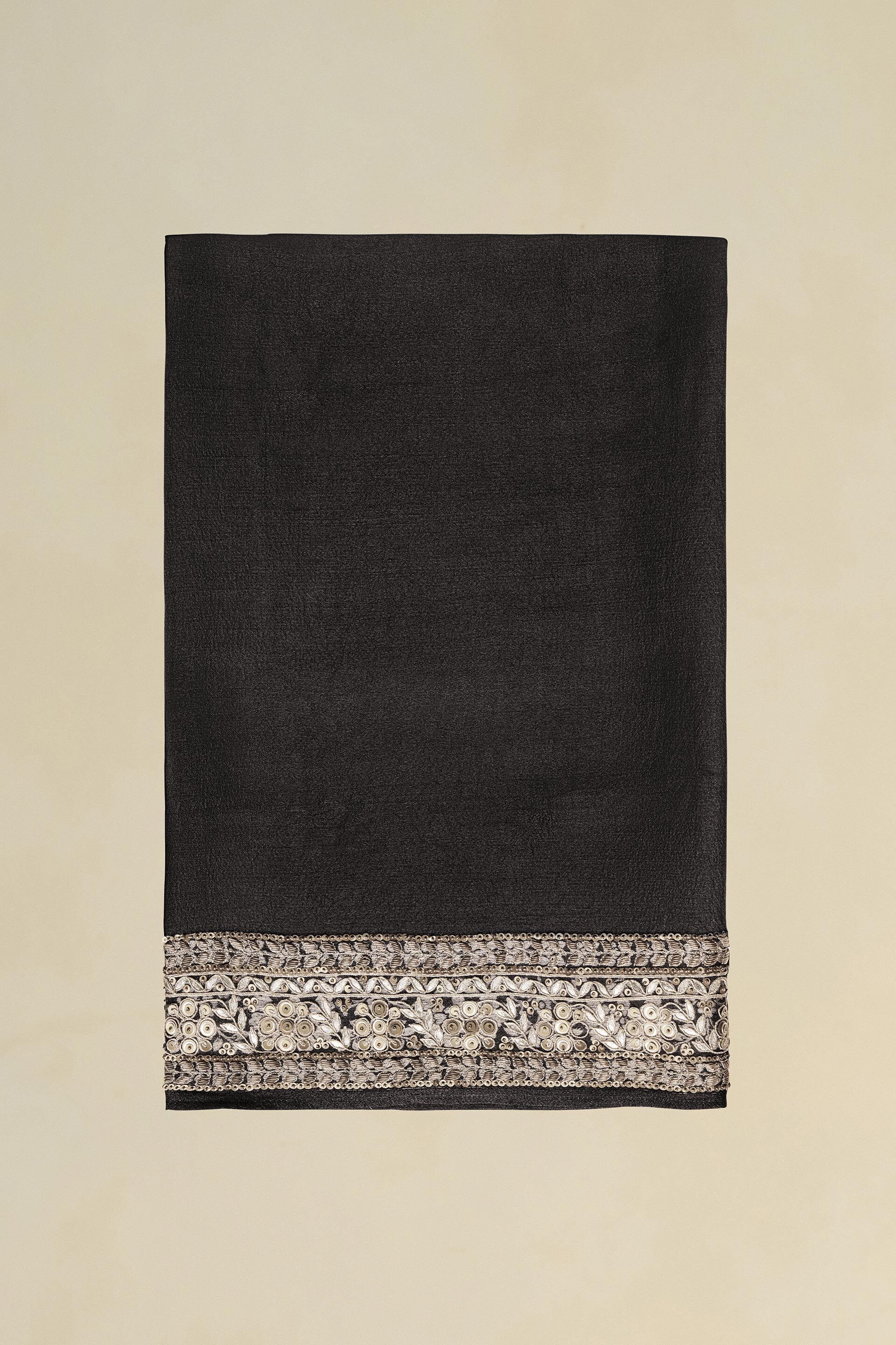 Gleaming Forest Benarasi Silk Embroidered Saree, Black, image 7