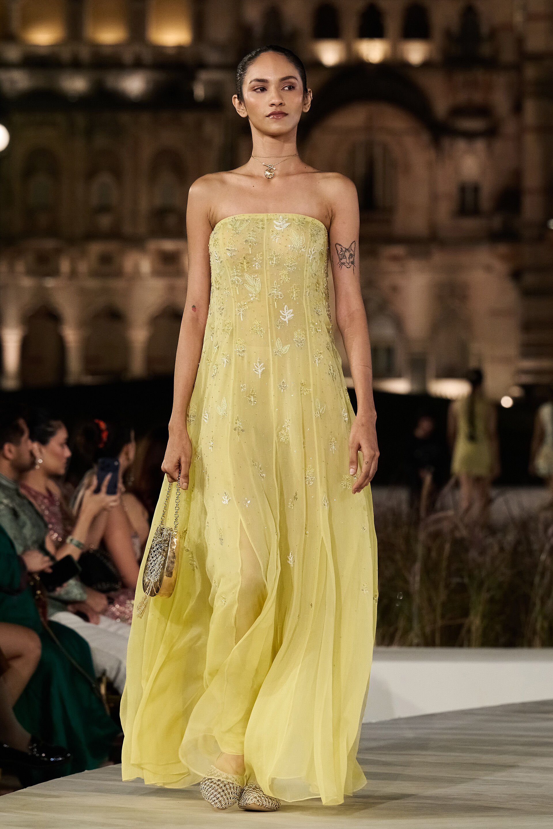 Sorsha Embroidered Gown - Yellow
