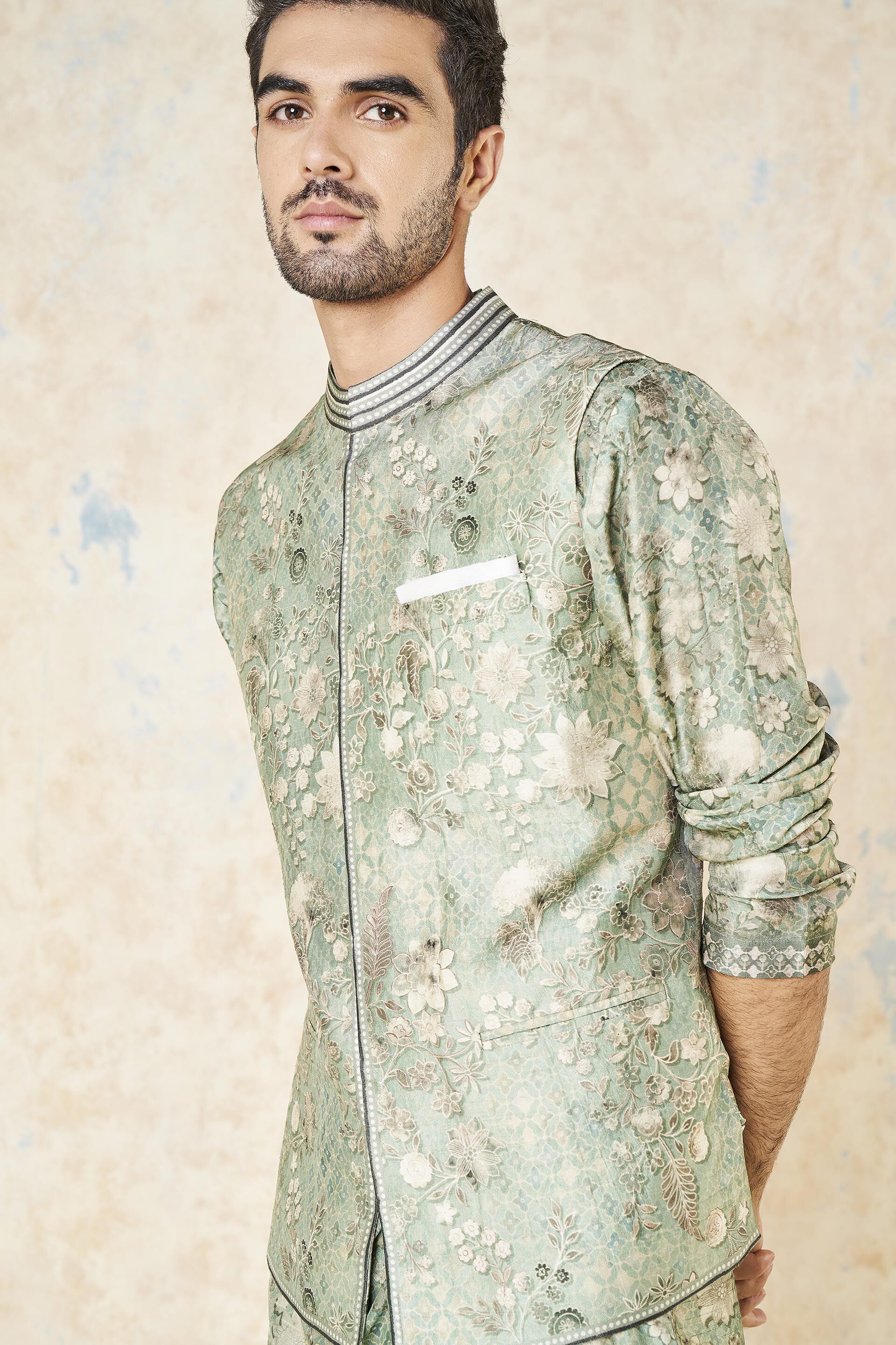 Bhramar Nehru Jacket - Sage, Sage, image 4