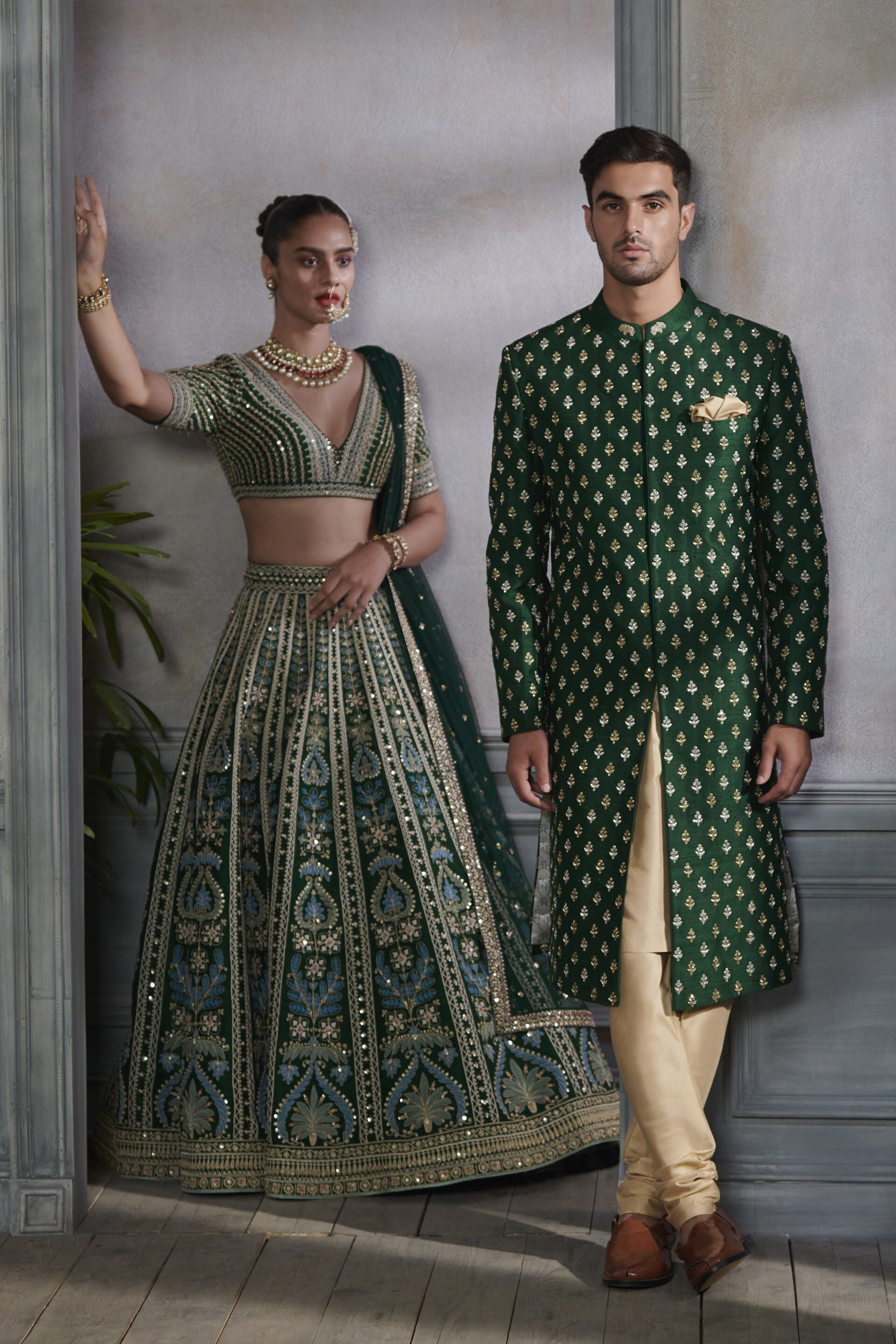 Paroksh Sherwani - Green, Green, image 3