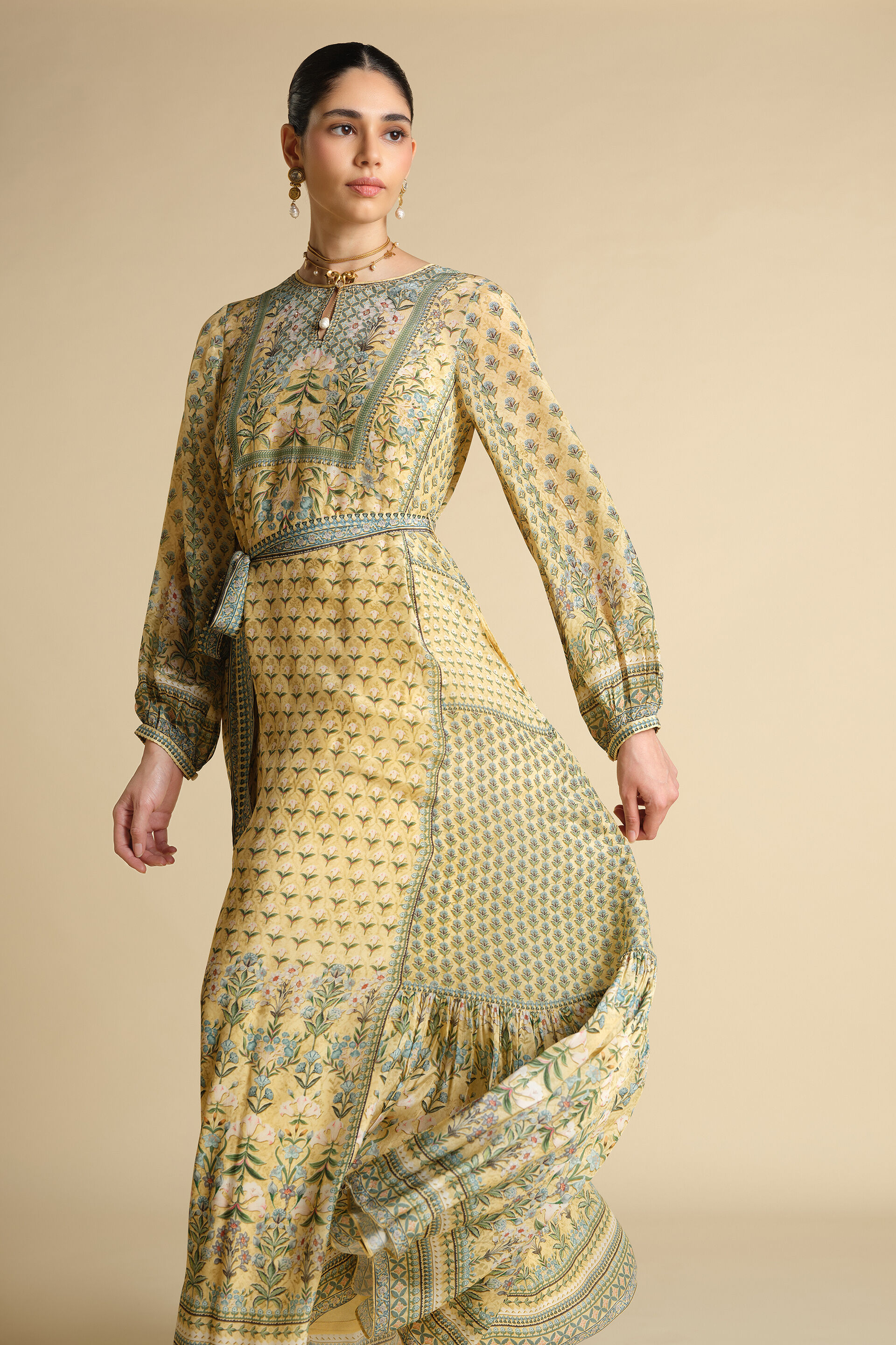 Azhaki Printed Kaftan - Yellow, Yellow, image 4