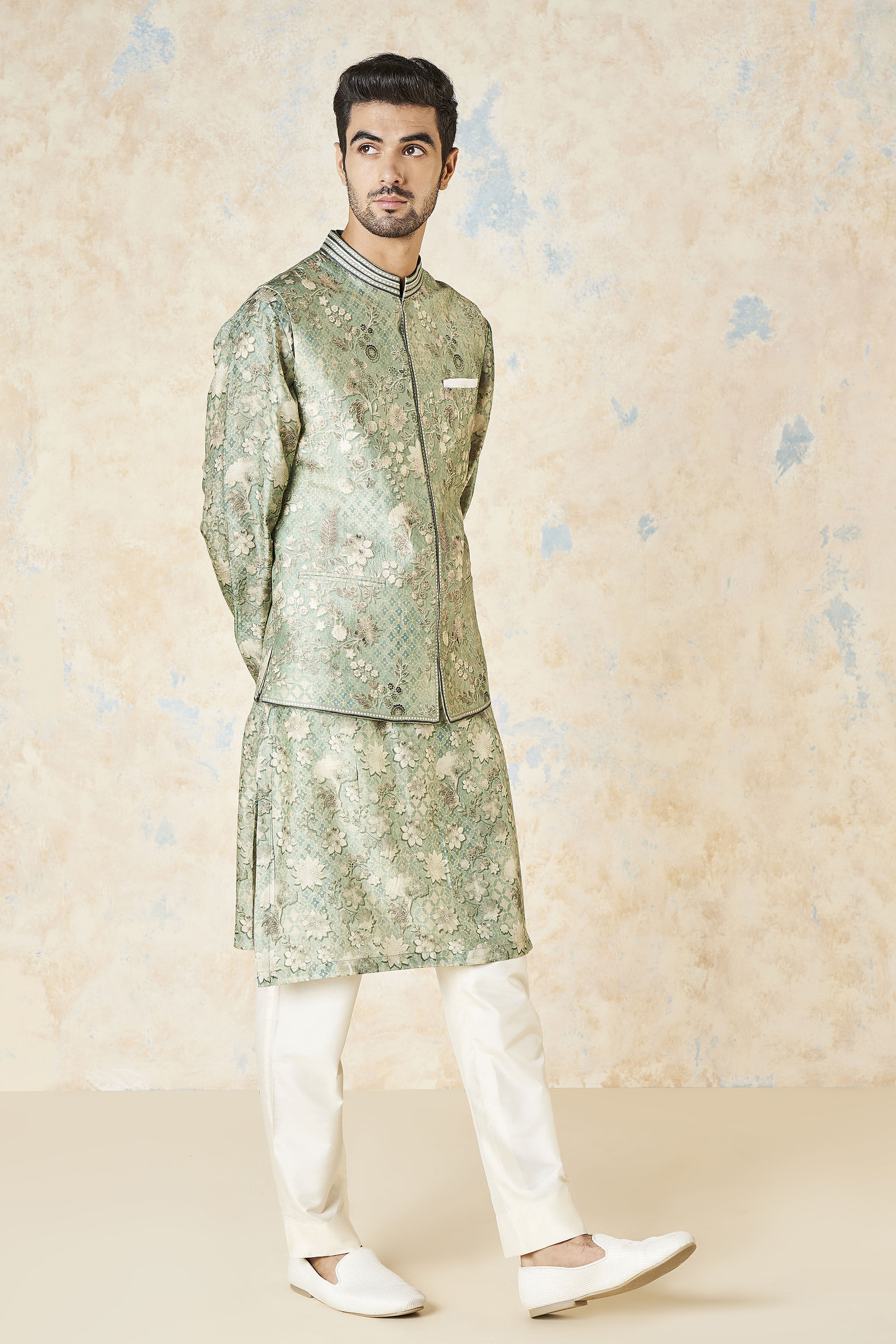 Bhramar Nehru Jacket - Sage, Sage, image 2