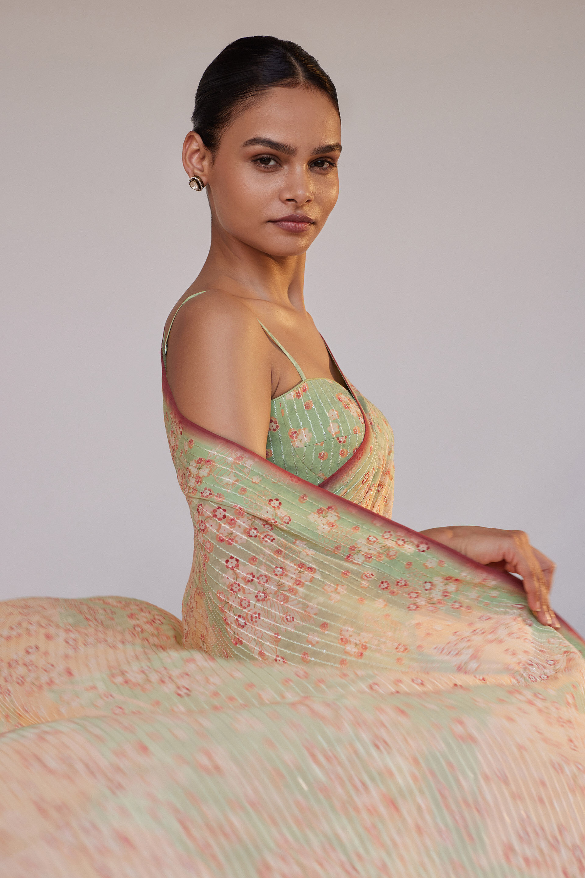 Alora Saree Set - Sage, Sage, image 4