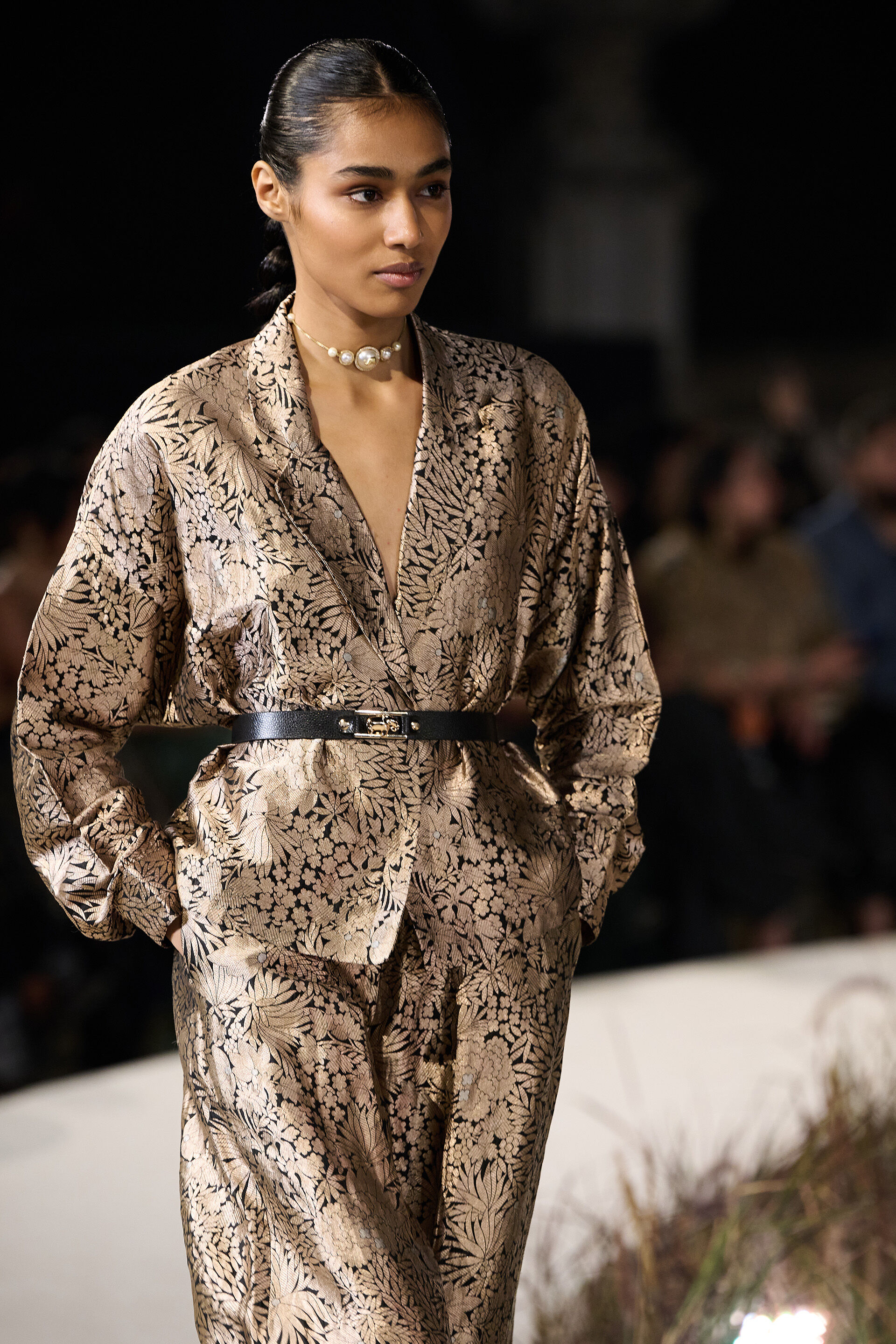 Divolka Handwoven Benarasi Silk Jacket Set - Black, Gold, image 2