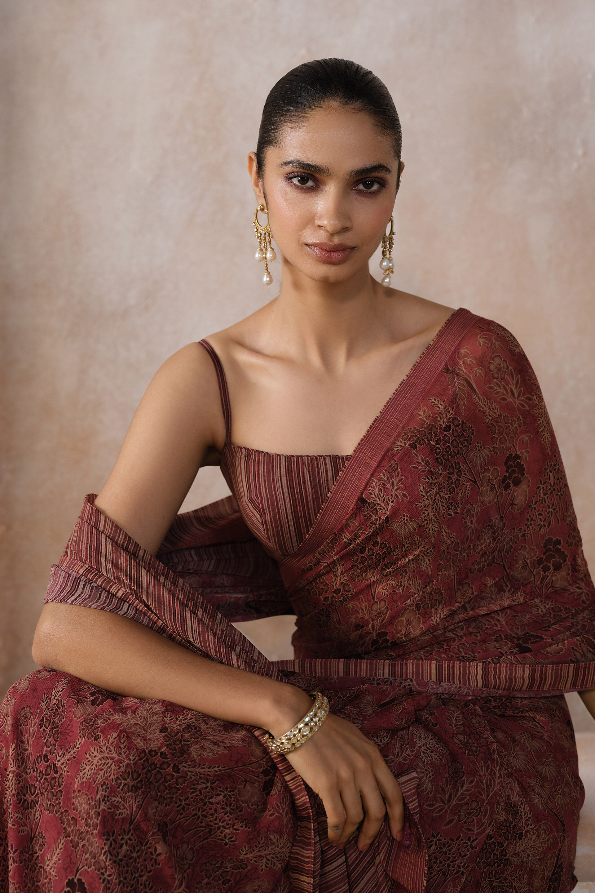 Onerva Chiffon Saree, Onion Pink, image 4