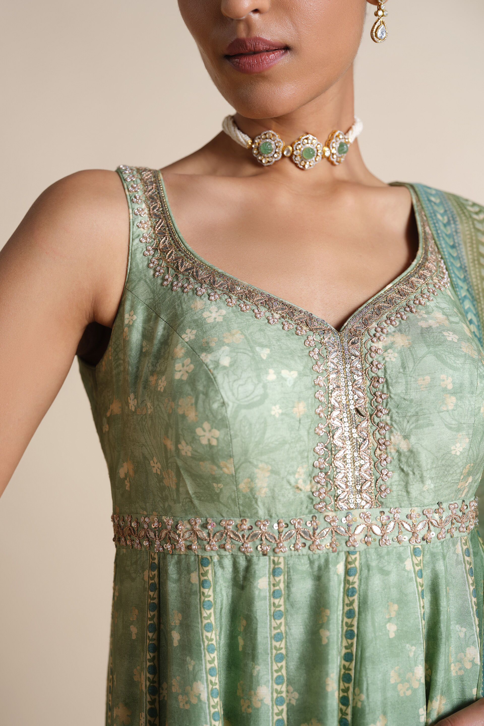 Avolnea Silk Anarkali Set - Sage, Sage, image 6