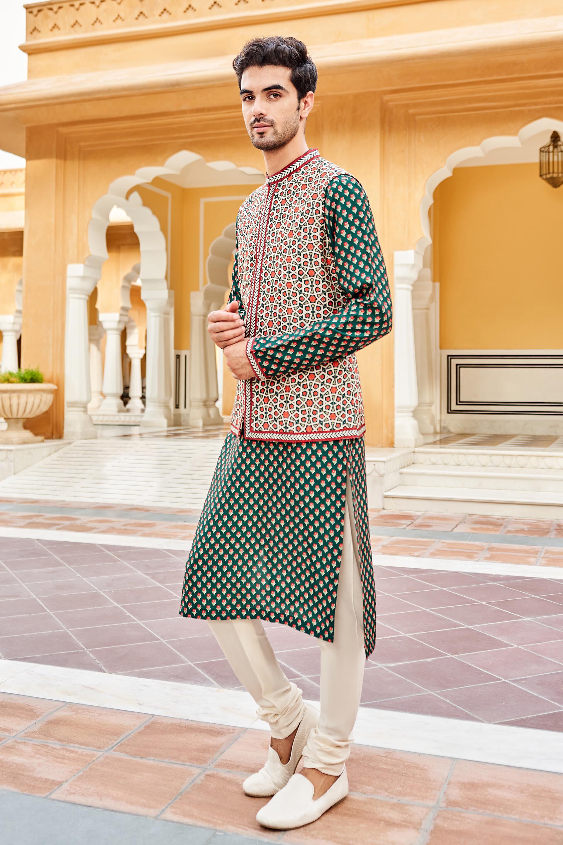 Arham Nehru Jacket - Emerald Green, Emerald Green, image 2
