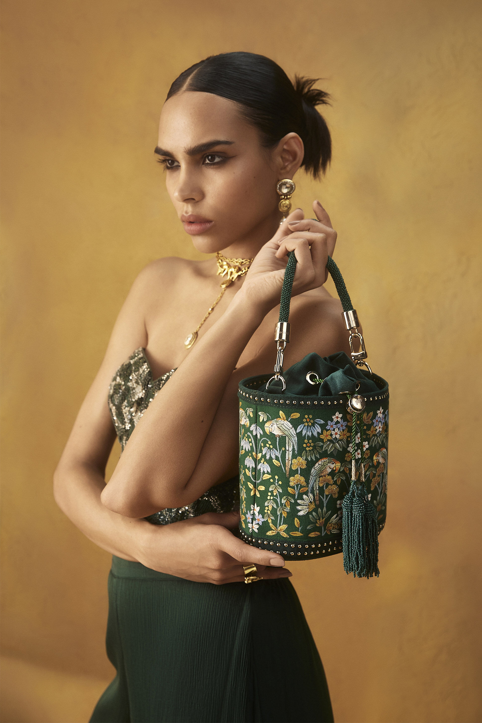 Pichhwai Bucket Bag - Starling Green, Green, image 4