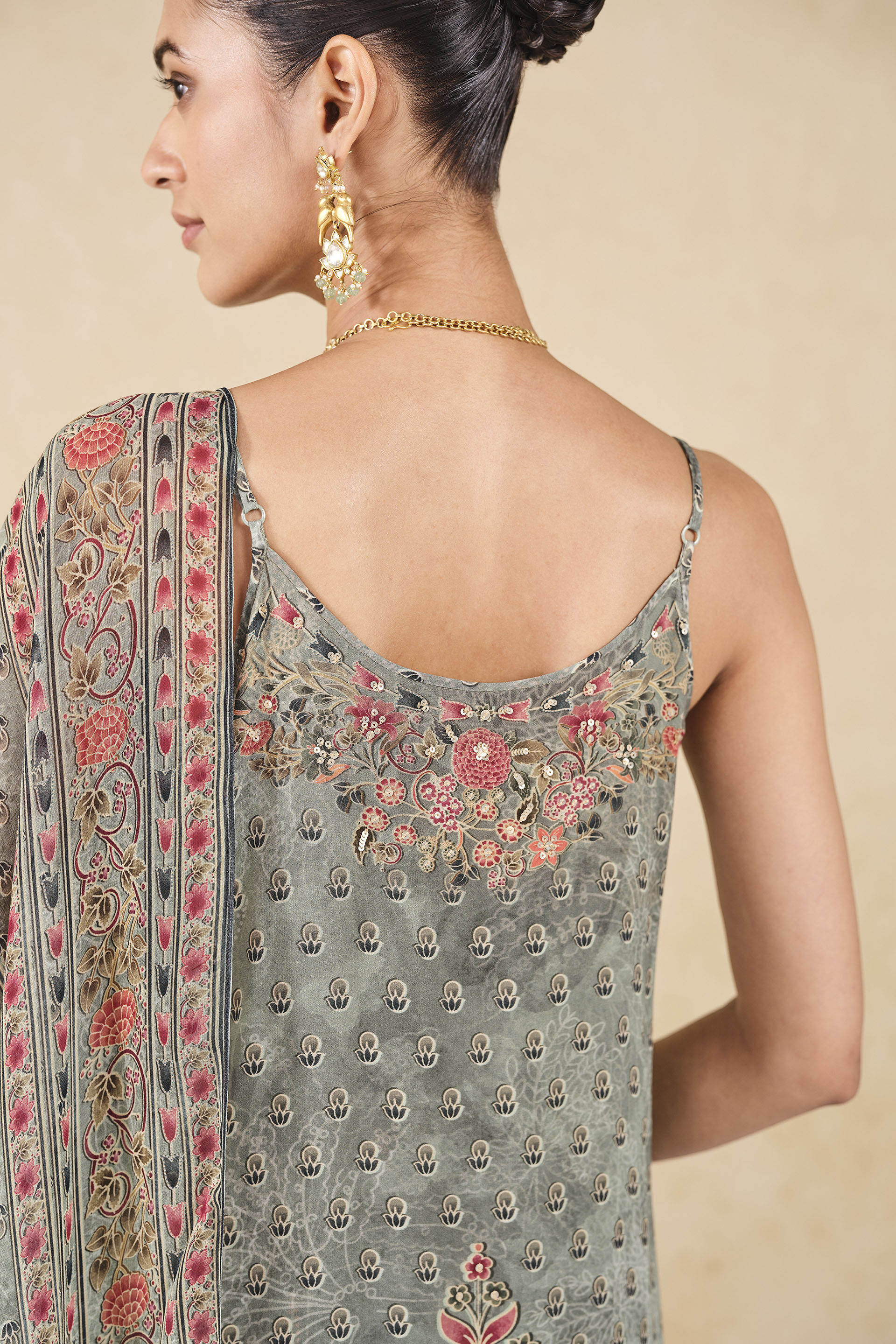 Zeina Printed Sharara Set - Sage, Sage, image 5