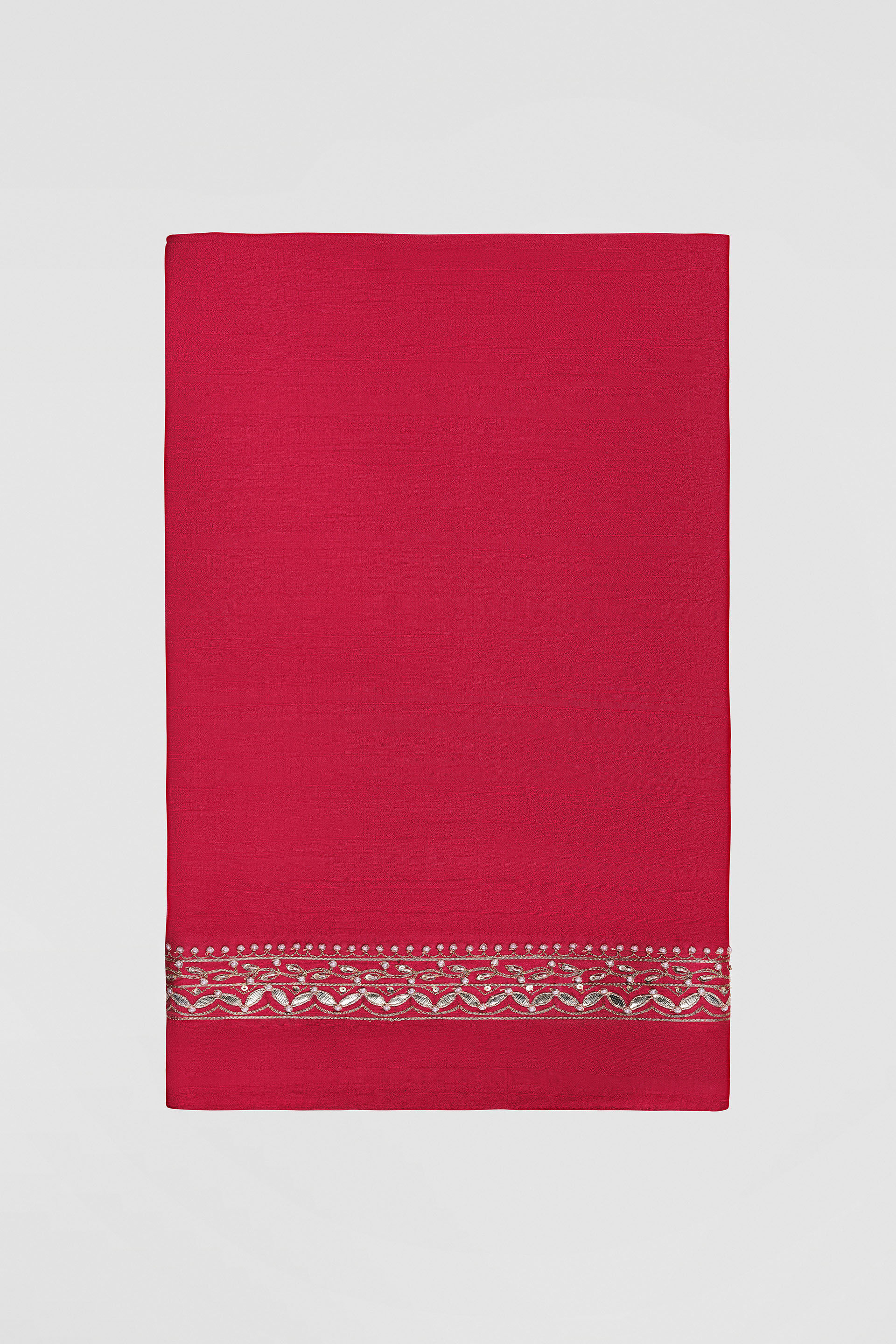 Anushna Handcrafted Badla Georgette Saree - Red, Red, image 4