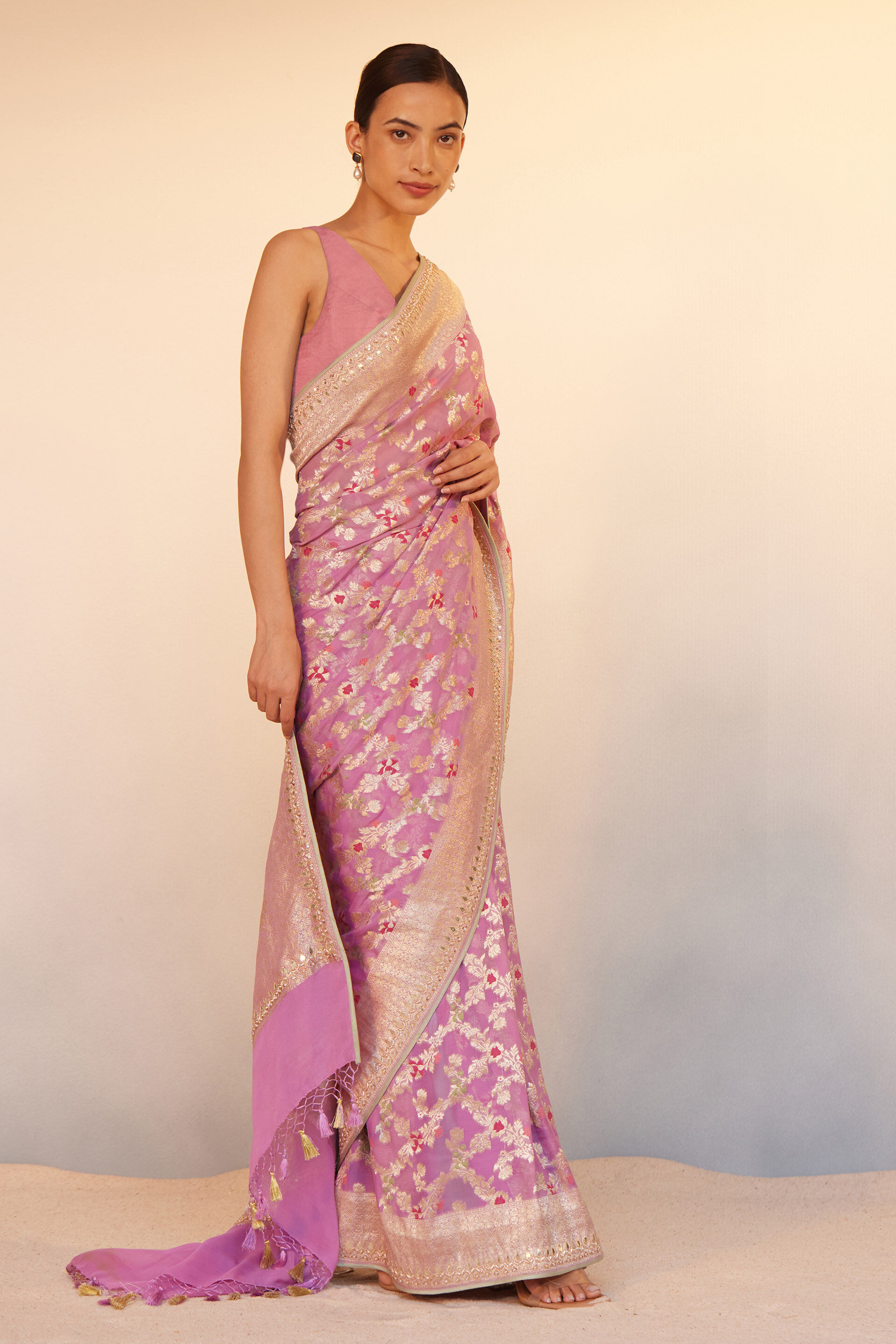 Nitara Benarasi Silk Saree - Lilac, Lilac, image 2