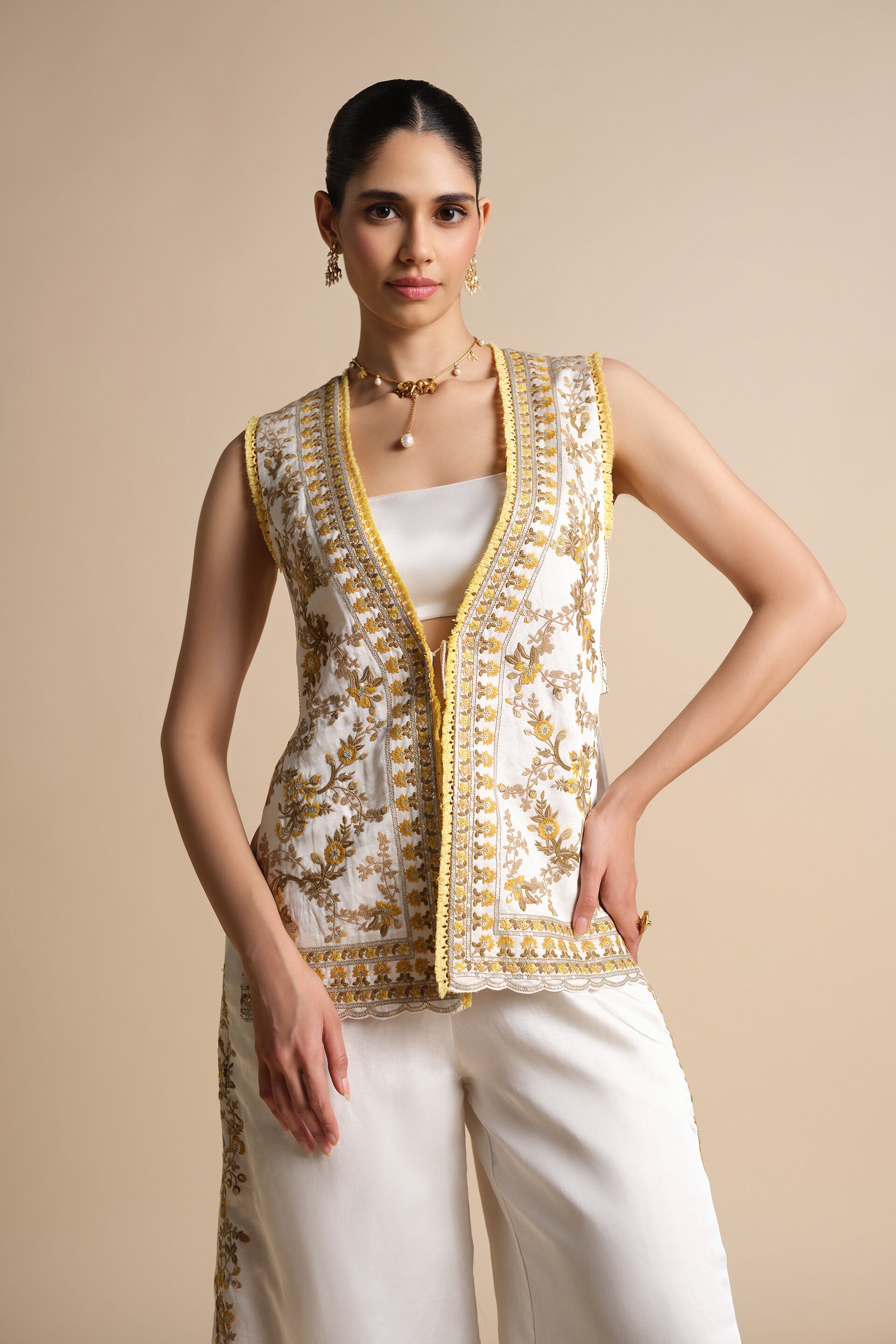 Amra Embroidered Palazzo Set - Natural, Natural, image 9
