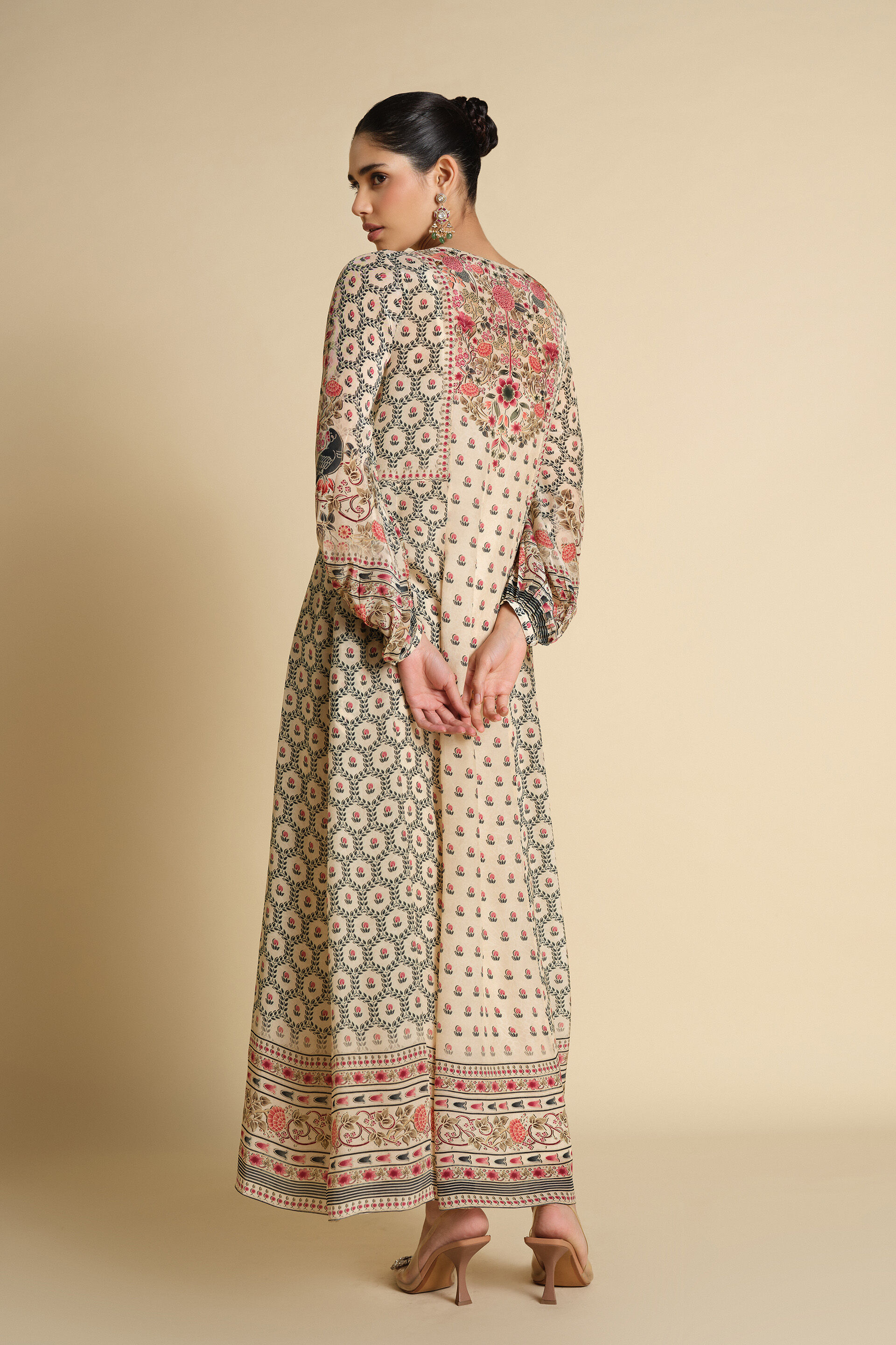 Demoiselle Printed Kaftan - Ivory, Ivory, image 2