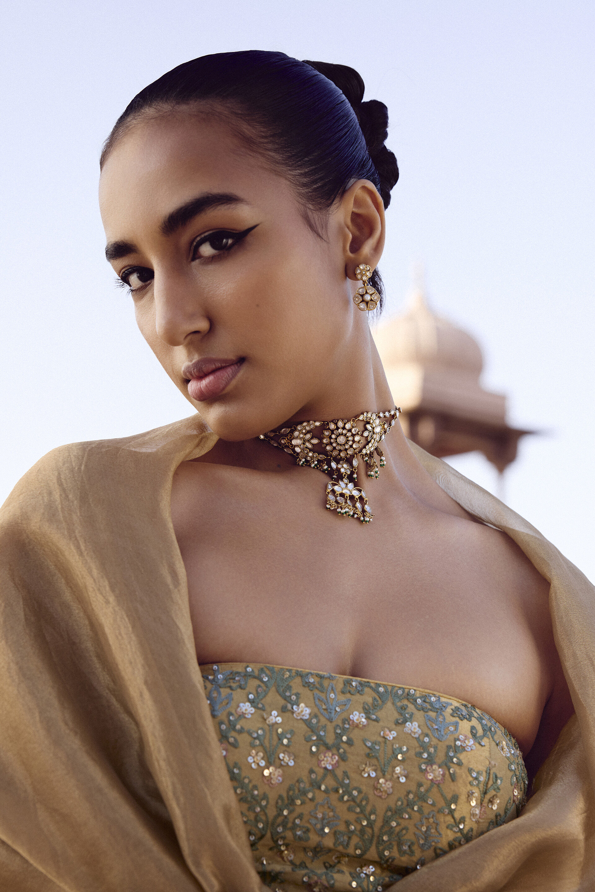 Sahuri Embroidered Silk Gown - Gold, Gold, image 5