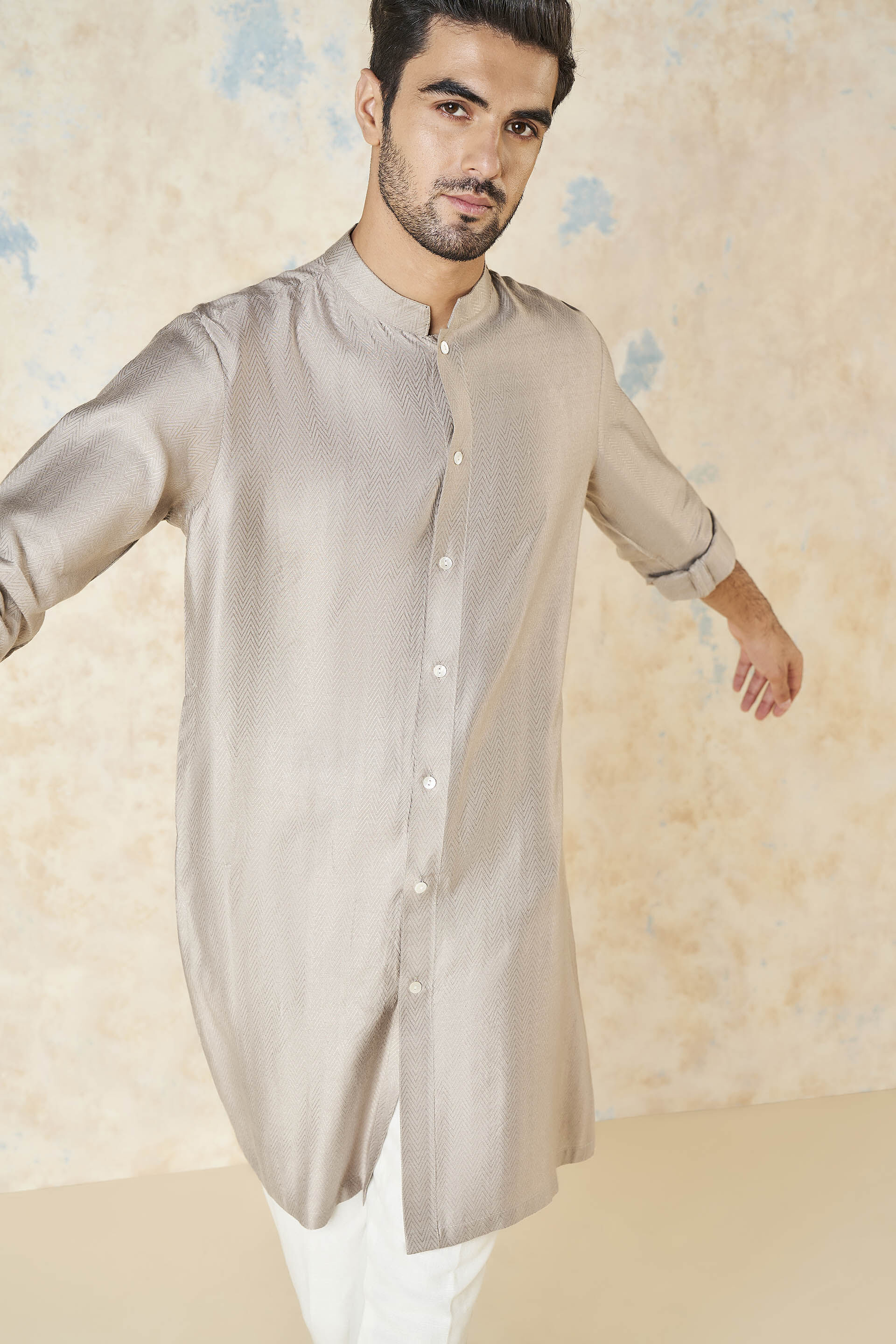 Sazil Silk Kurta - Grey, Grey, image 4