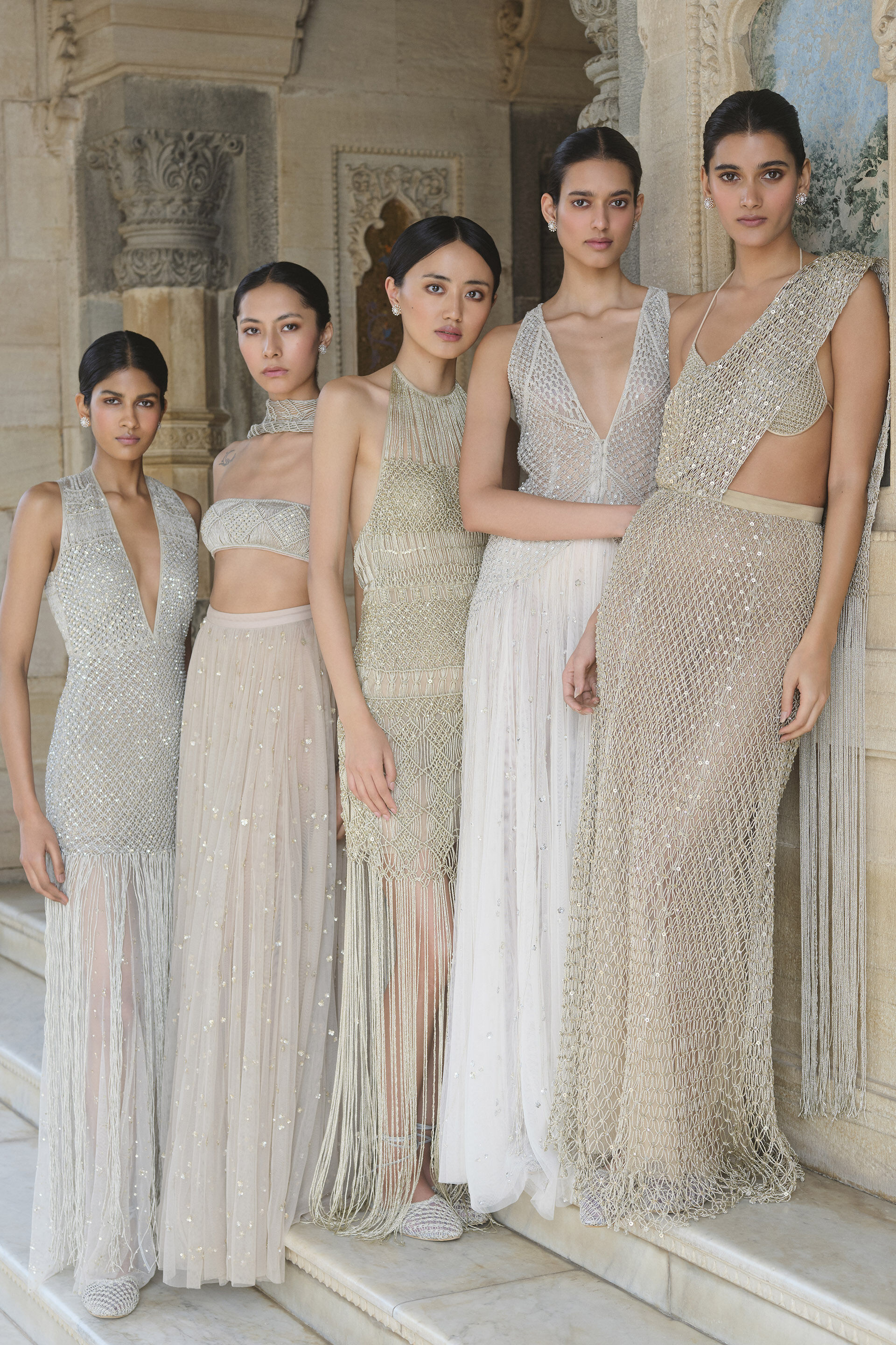 Kimbra Macrame Pre-draped Saree - Gold, Gold, image 4