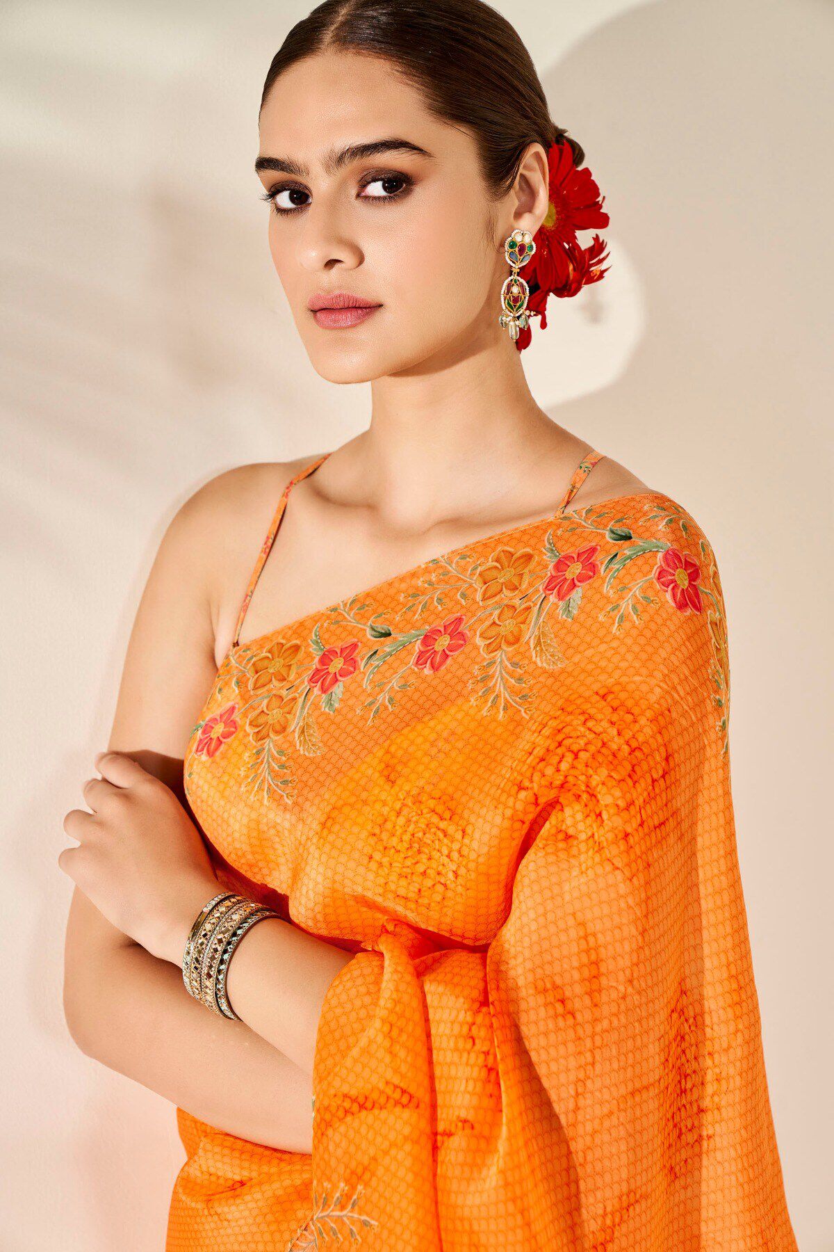 Anya Saree - Orange, Orange, image 7