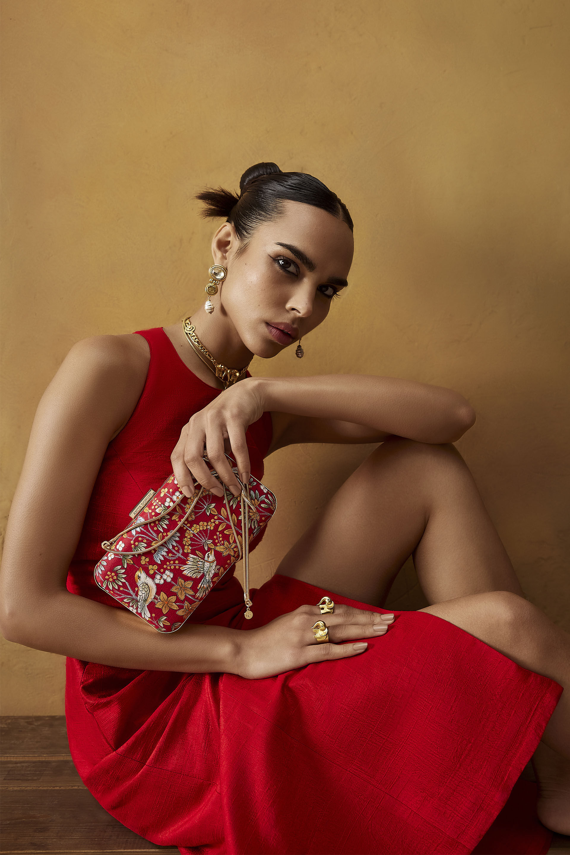 Pichhwai Clutch - Scarlet Red, Red, image 3