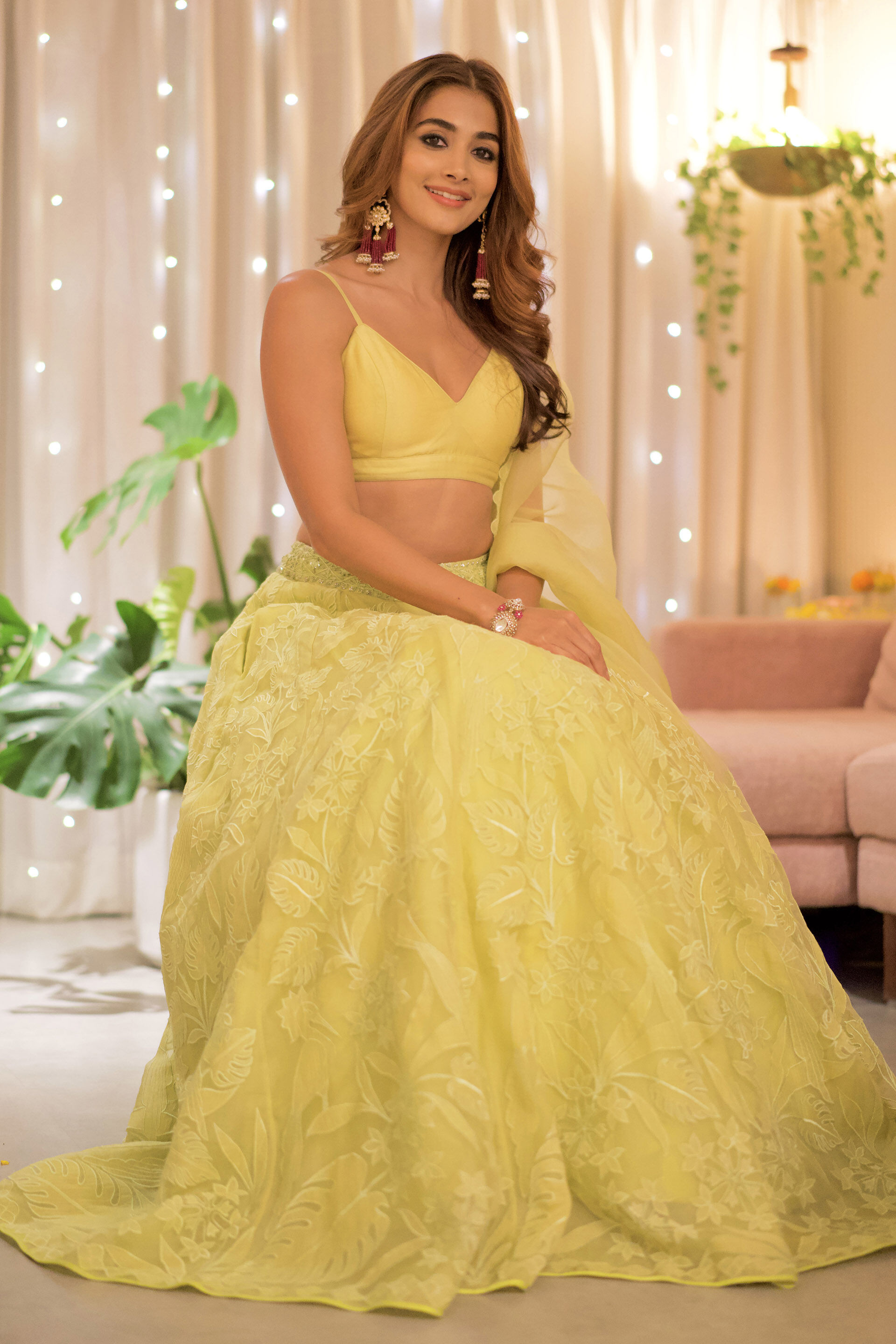 Wild Herons Lehenga Set - Lime, , image 1