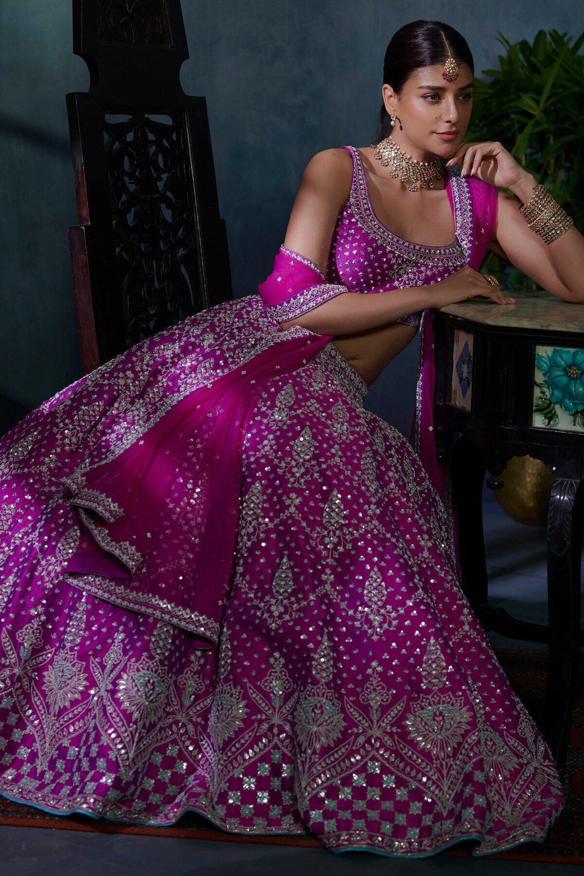 Gayatri Lehenga Set - Vivid Violet