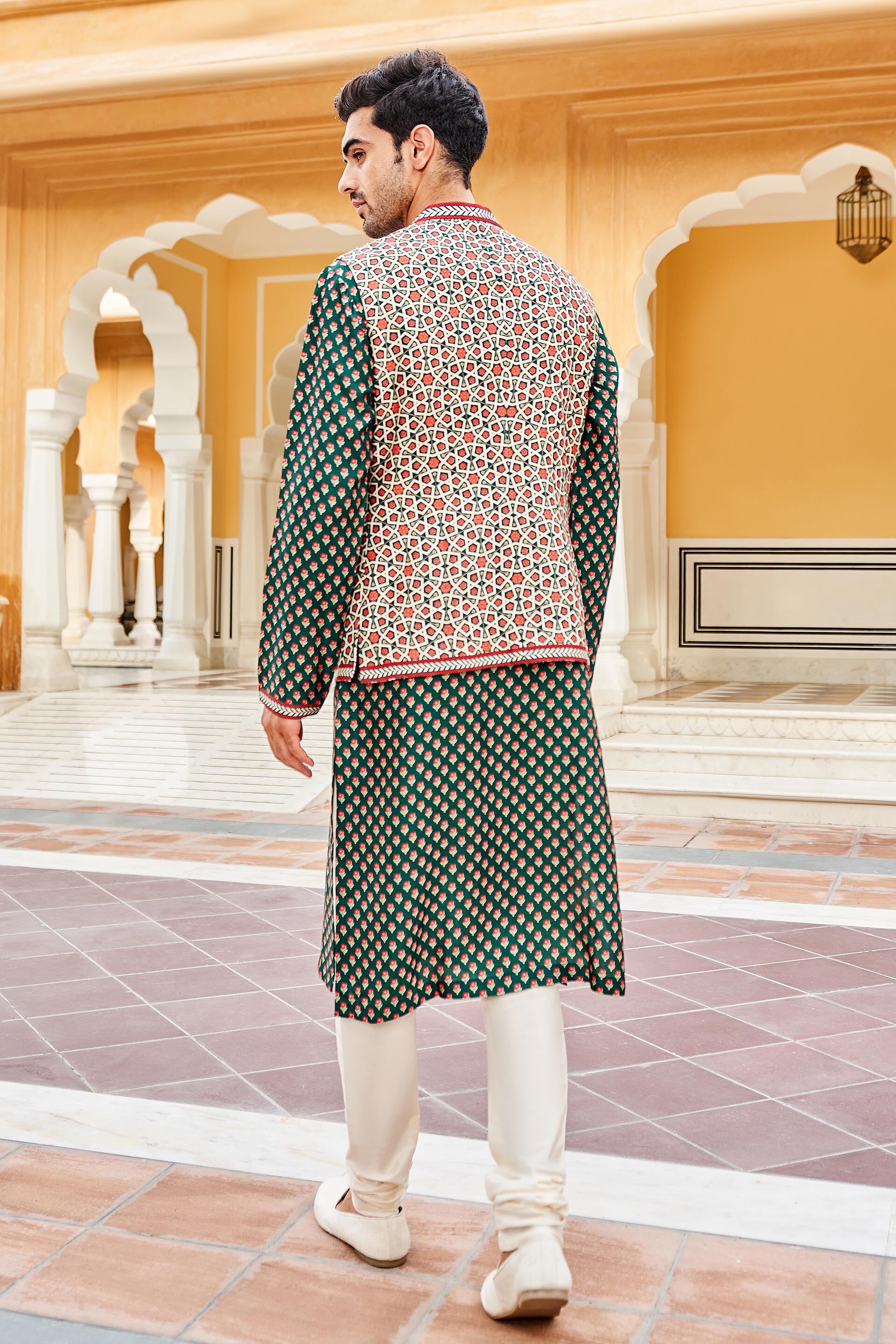 Arham Nehru Jacket - Emerald Green, Emerald Green, image 3
