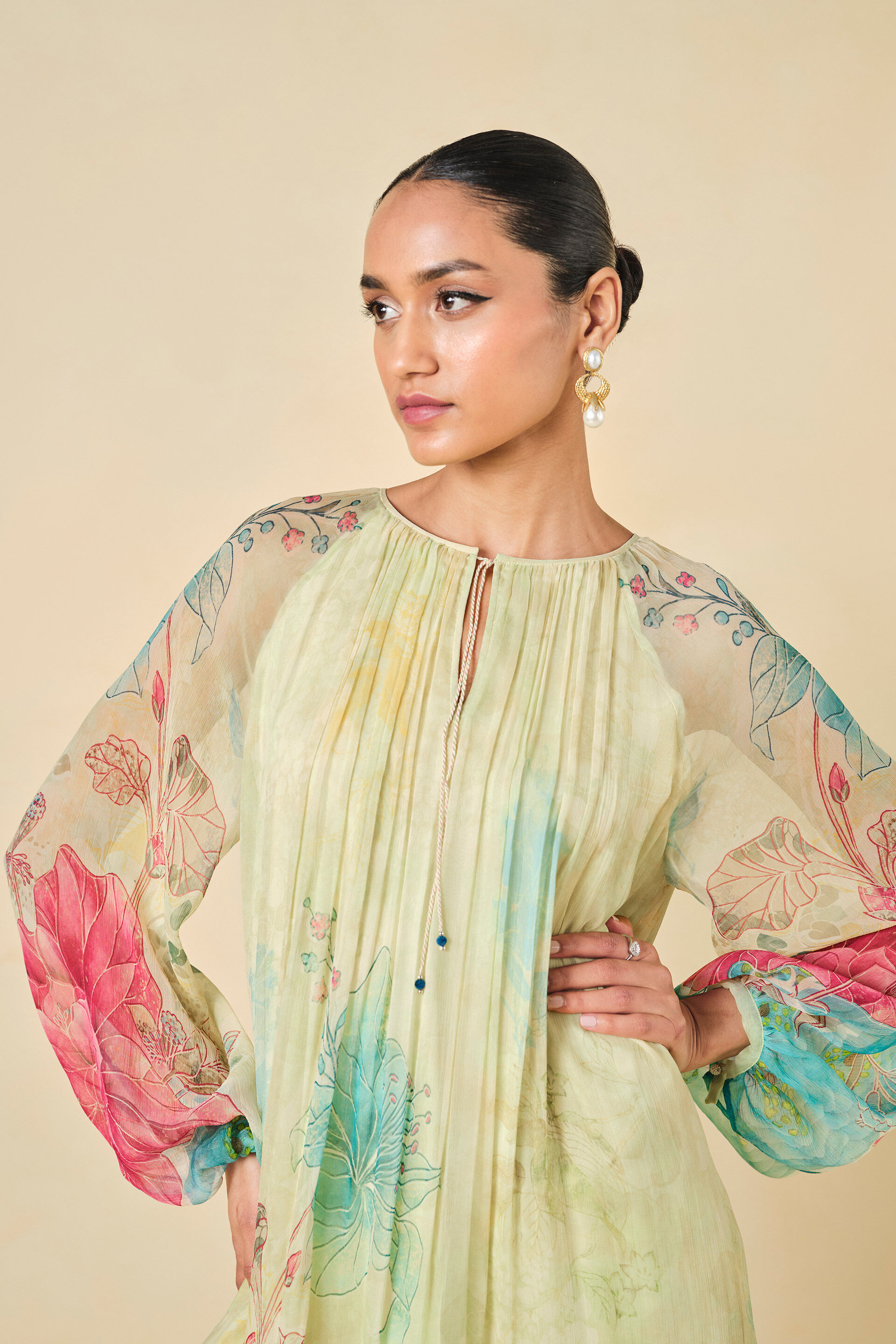 Emmylou Chiffon Kurta Set - Yellow, Yellow, image 5