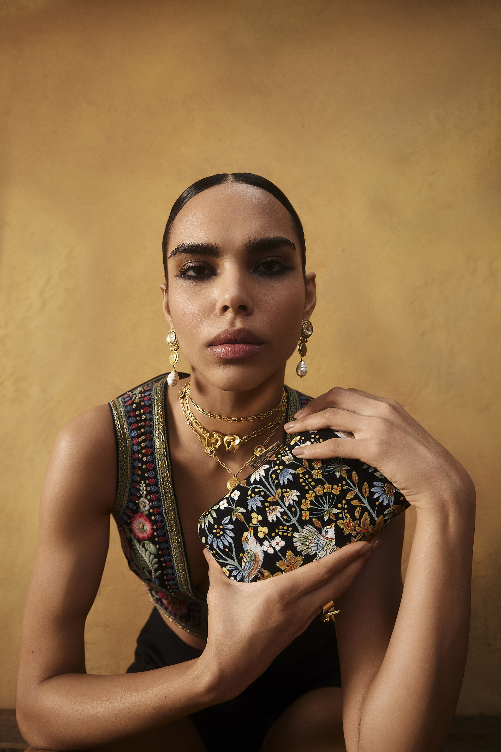 Pichhwai Clutch - Nightingale Black, Black, image 5