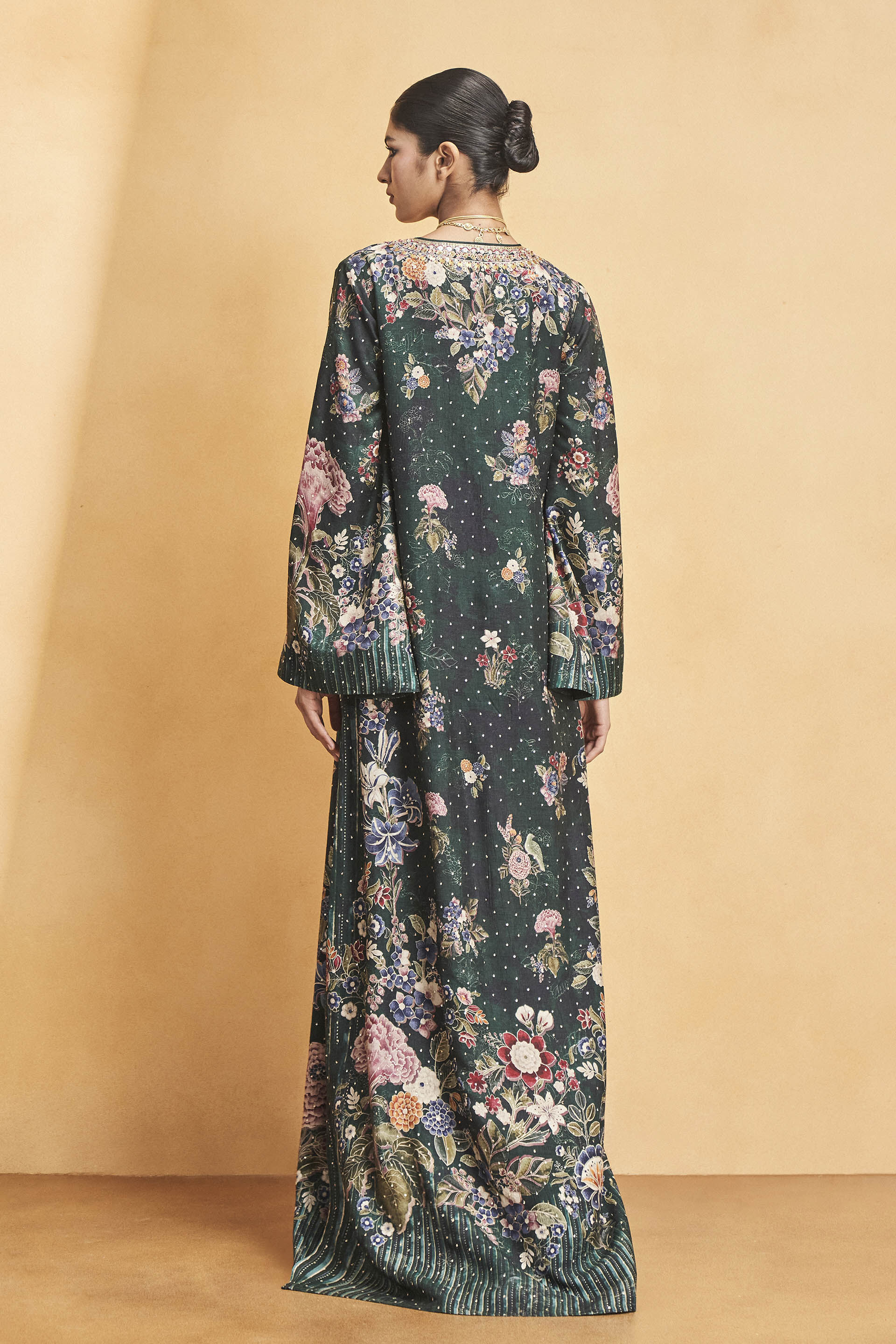 Life Of The Nightforest Embroidered Zardozi Kaftan - Green, Green, image 3