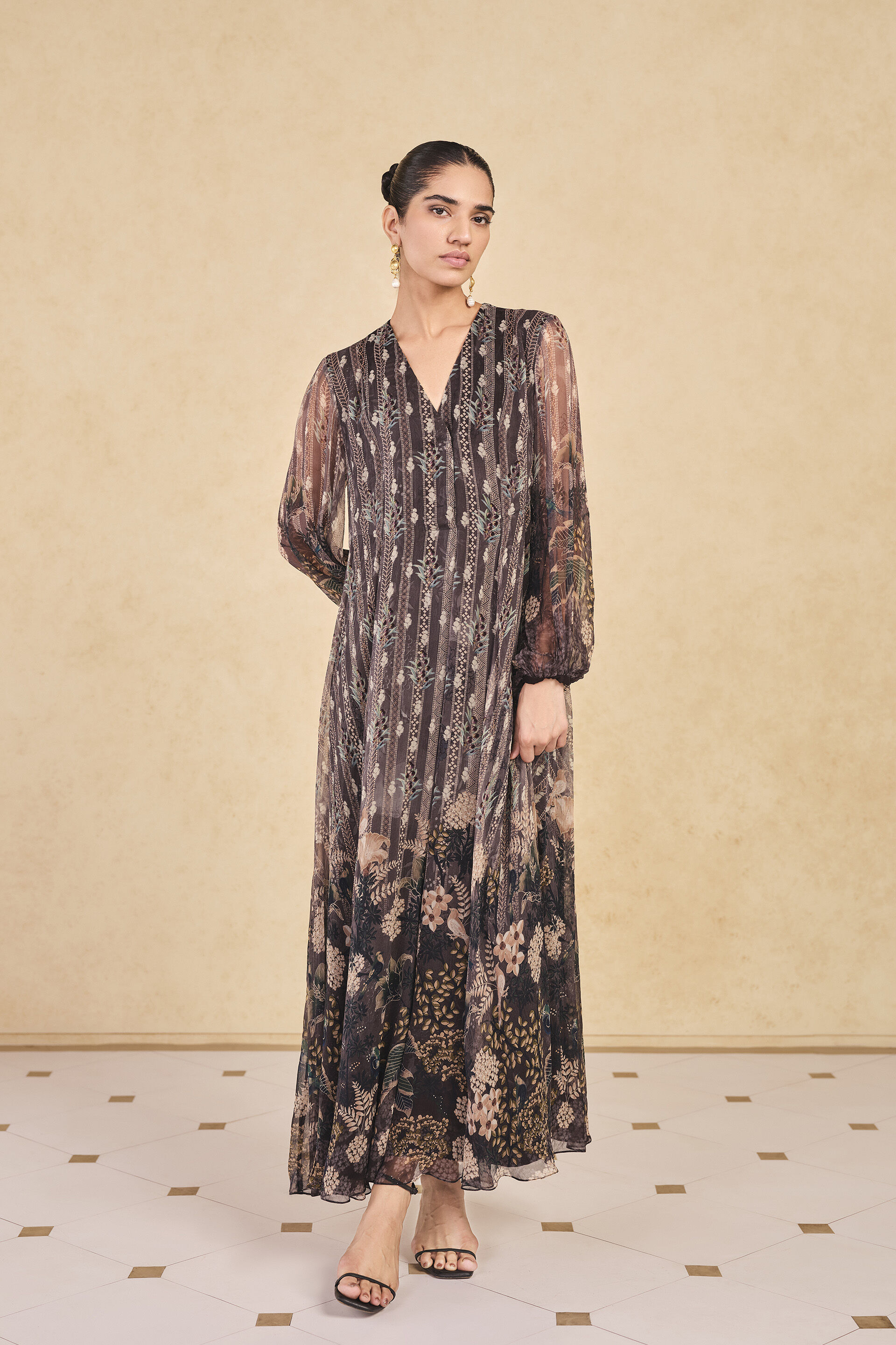 Jumaana Printed Kaftan - Black, Black, image 1