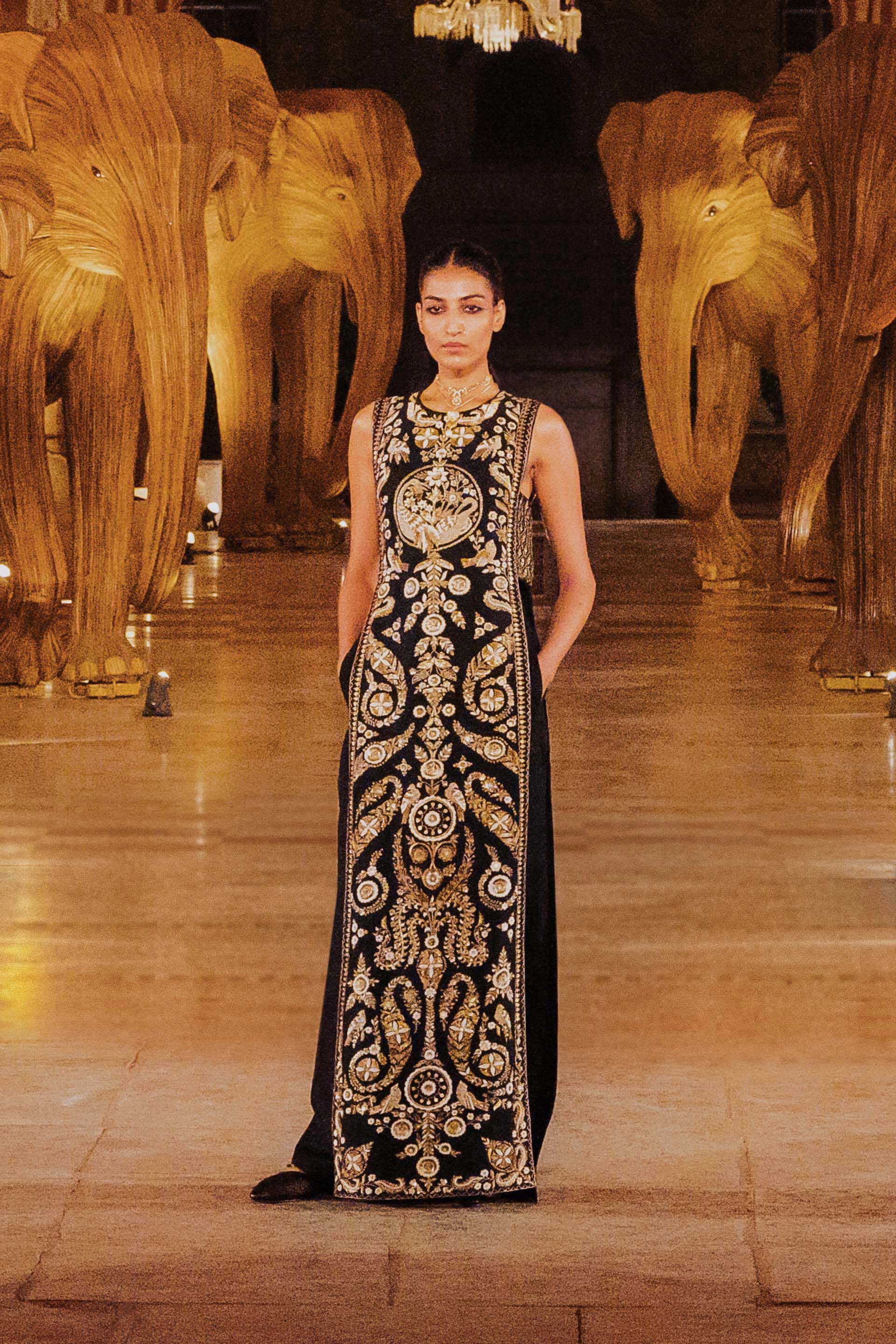 From The Wilderness Embroidered Zardozi Silk Tabard Set - Black, Black, image 3