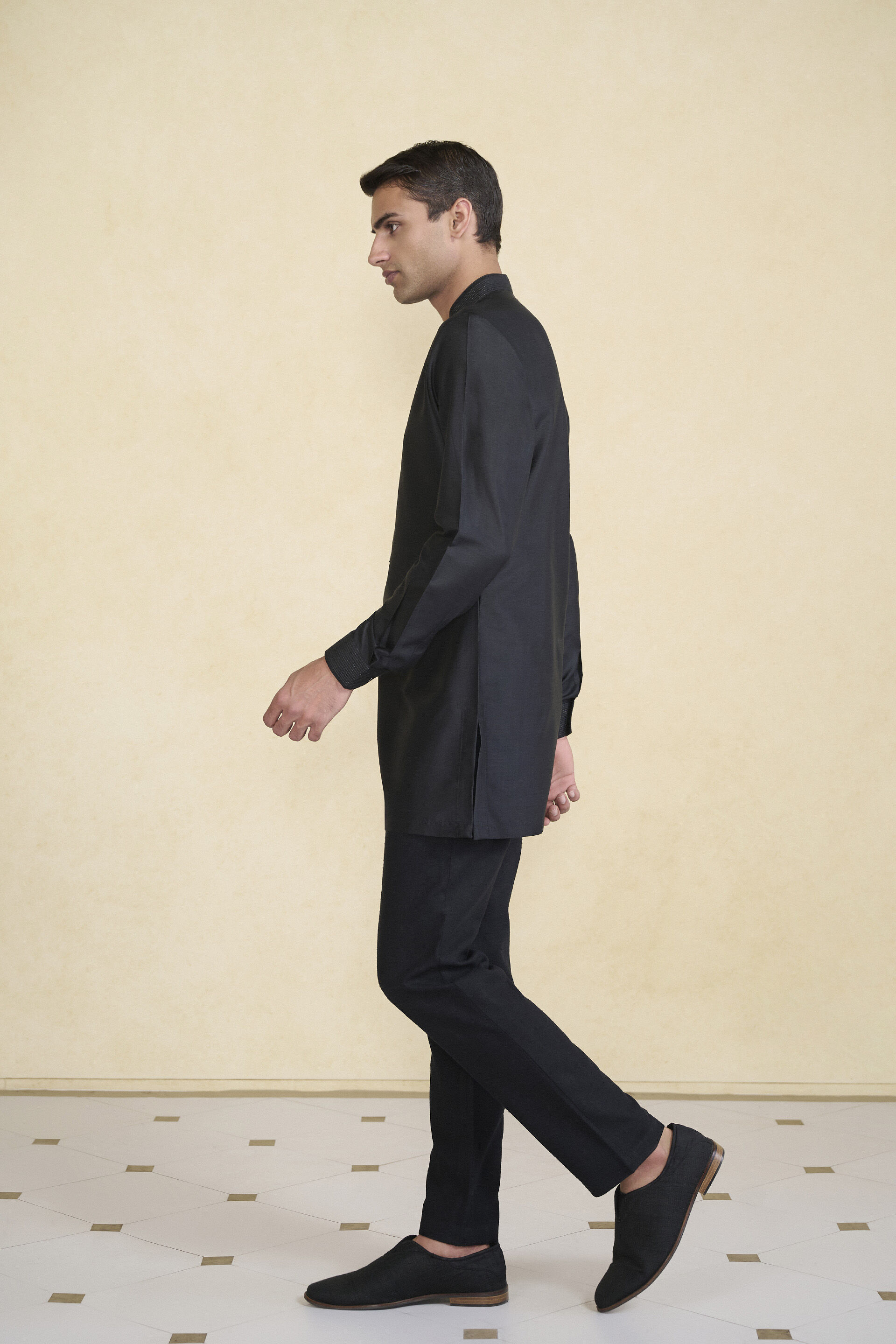 Nayaz Silk Kurta - Black, Black, image 3