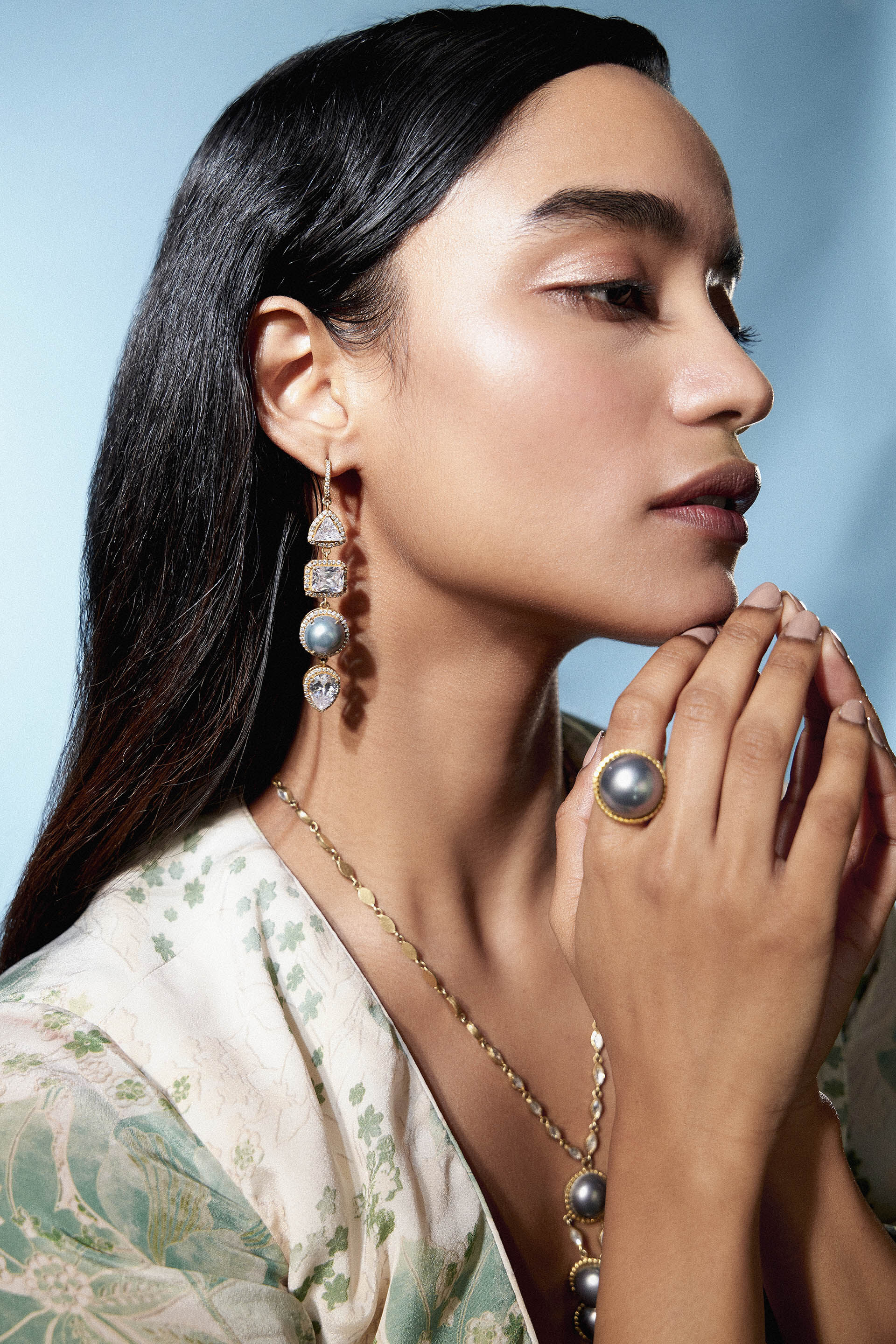 Celadon Statement Earrings, , image 2