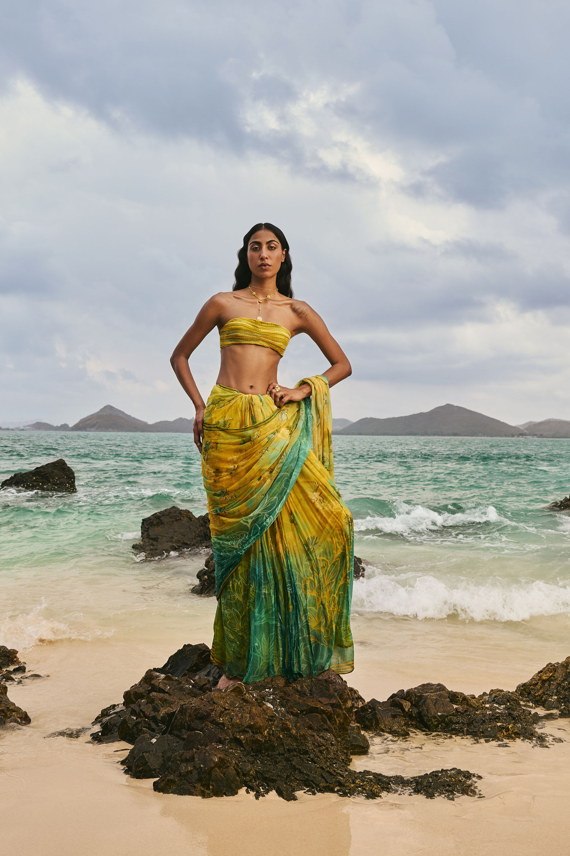 Ramone Chiffon Saree, Sage, image 10