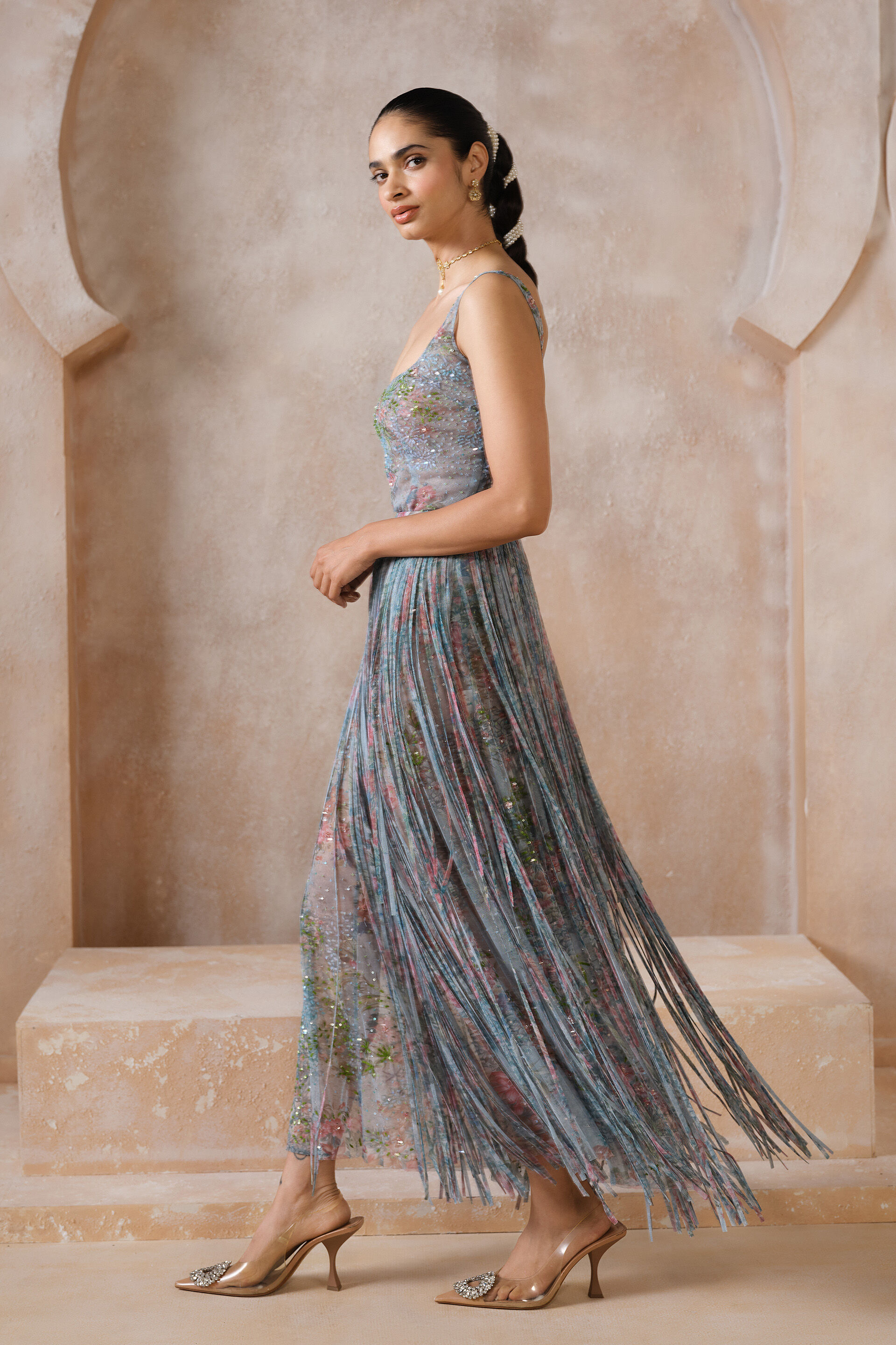 Blooming Meadows Embroidered Skirt Set - Powder Blue, Powder Blue, image 4