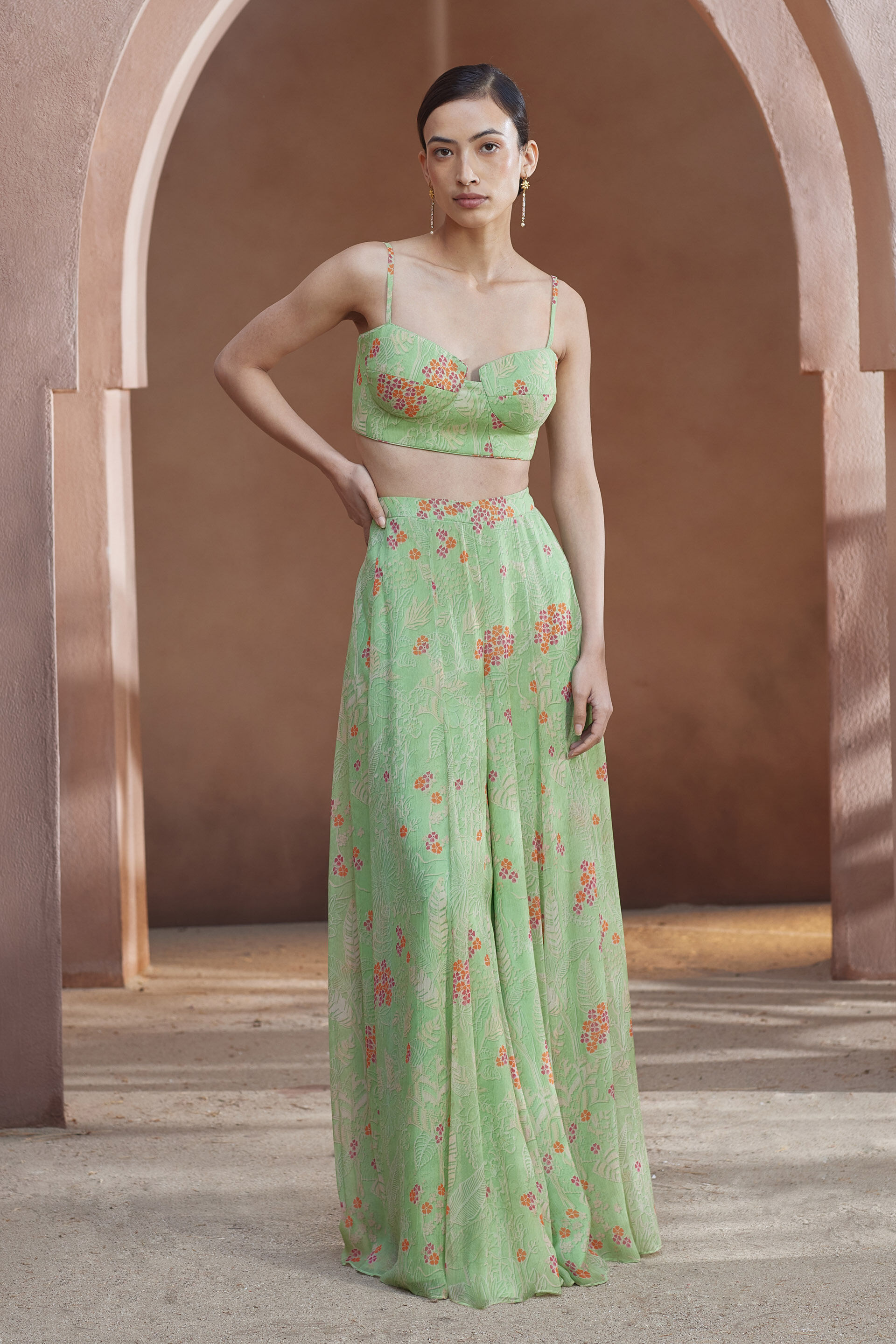 Juliette Crop Top Pant Set Lime