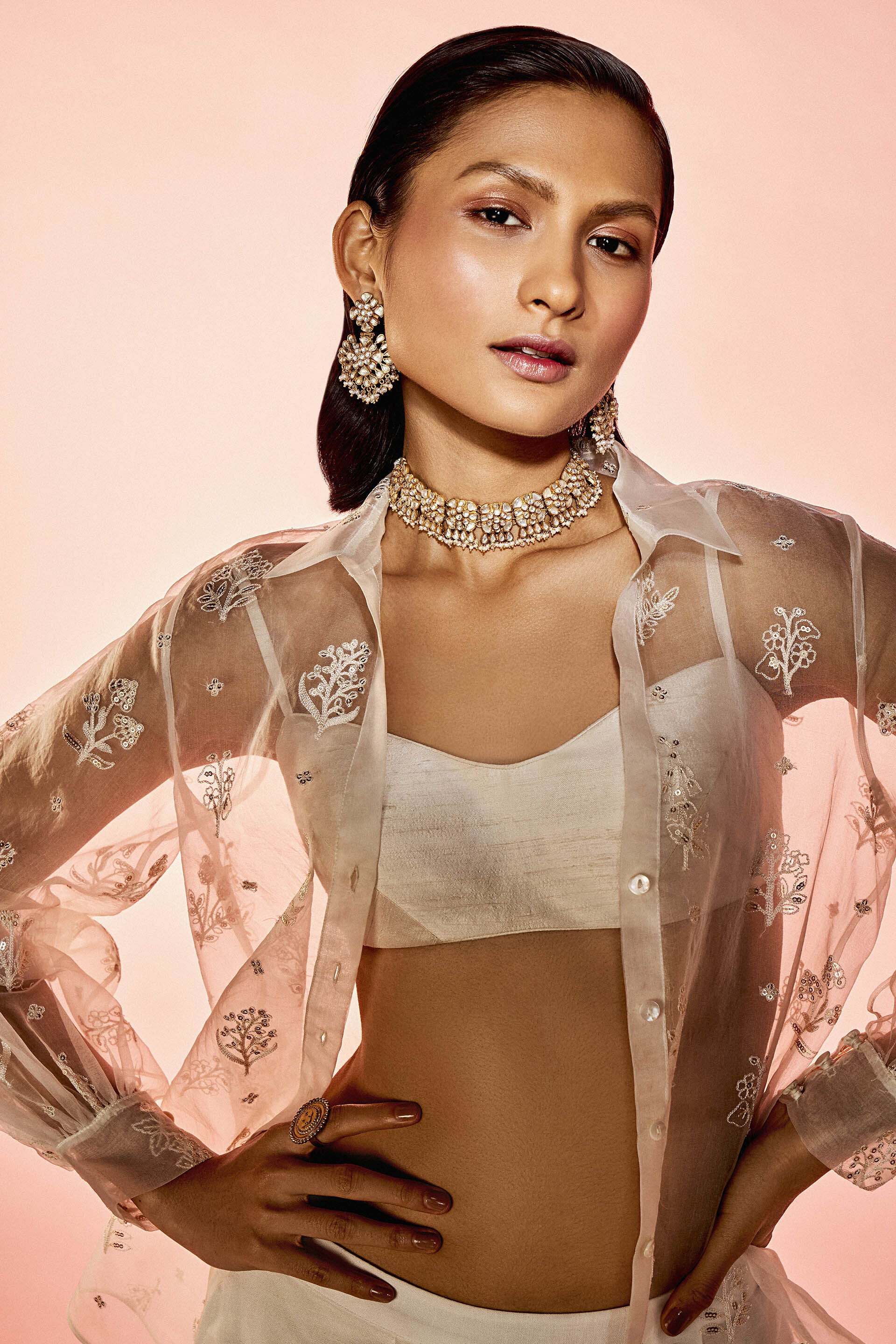 Crystal flower & Pearl Choker, , image 4