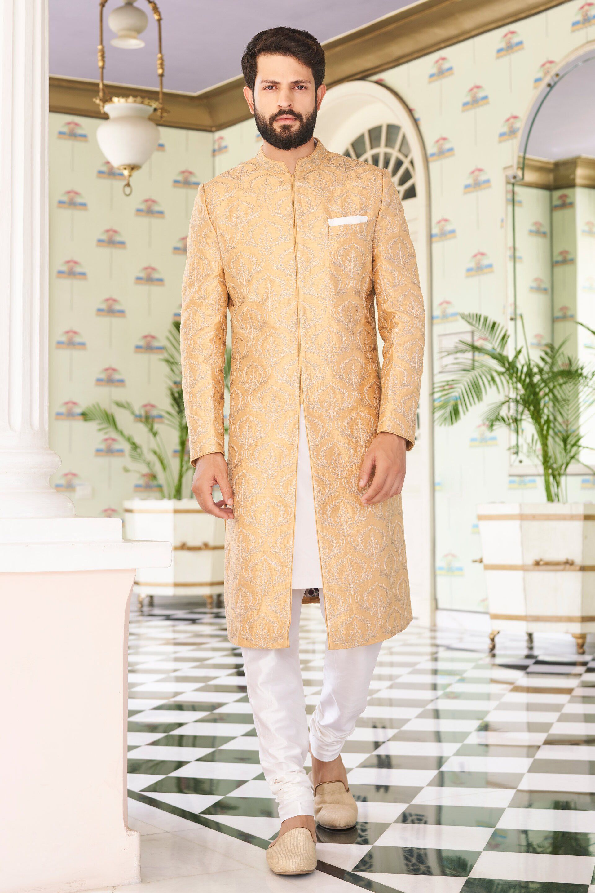 Golden sherwani shop
