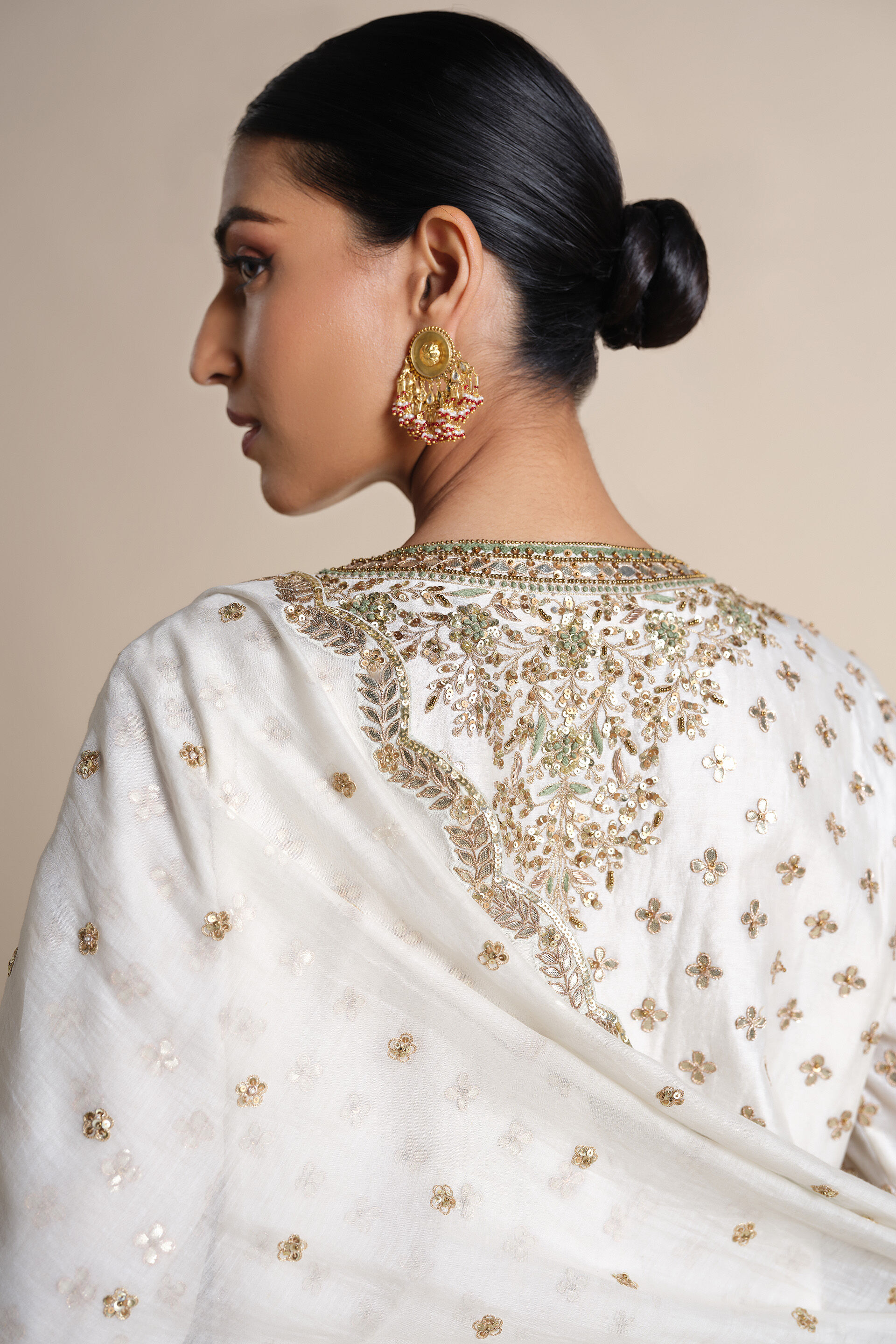 Ainara Gota Patti Silk Suit Set - Ivory, Ivory, image 5