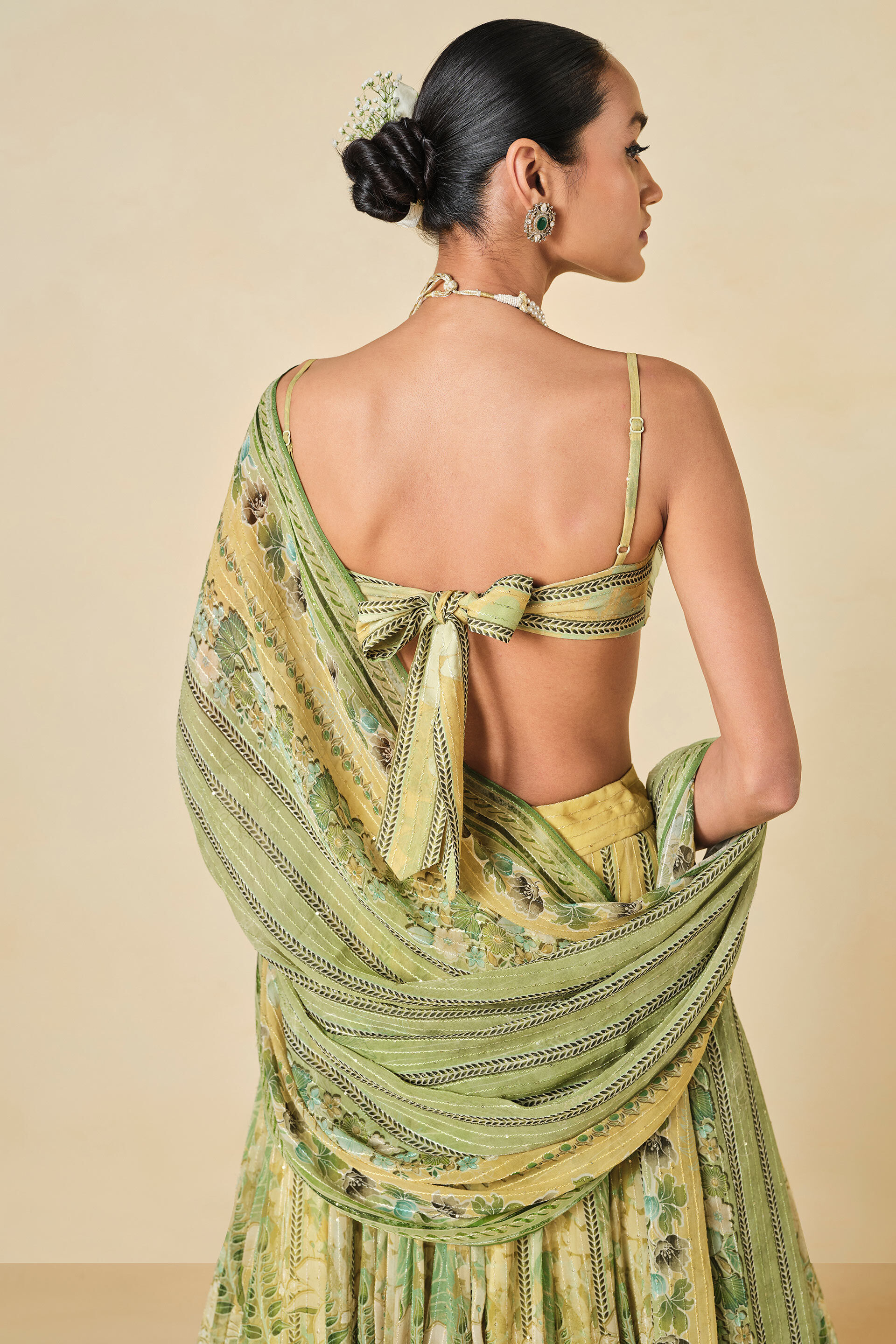 Myuna Sequin Georgette Lehenga - Sage, Sage, image 8