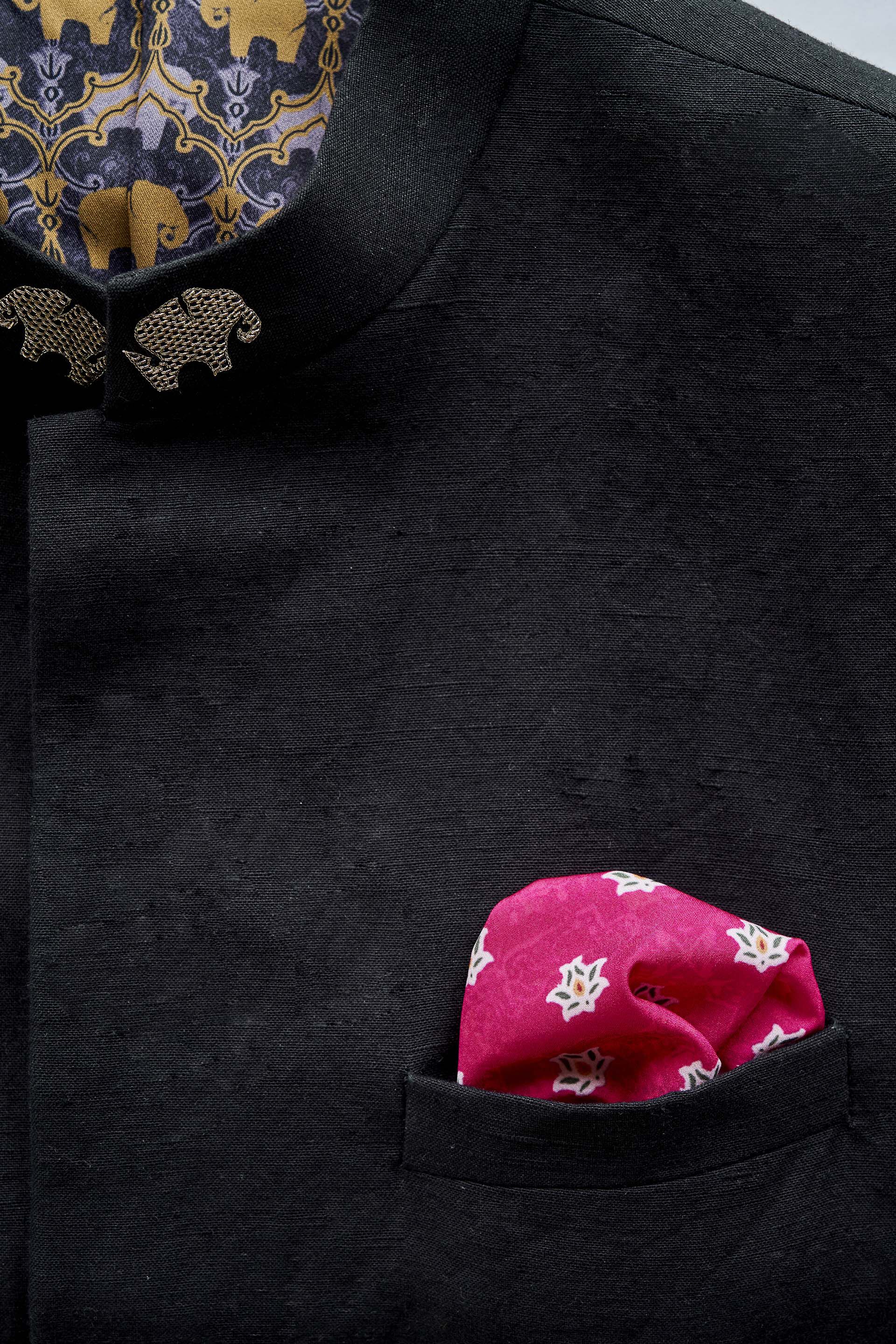 Umang Pocket Square - Fuchsia Pink, Fuschia, image 3