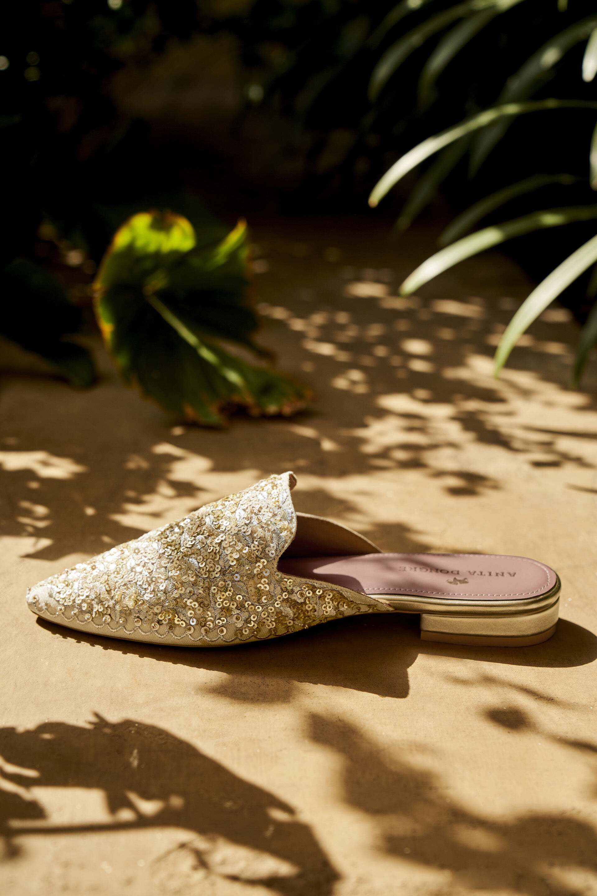 Golden Bloom Mules - Gold