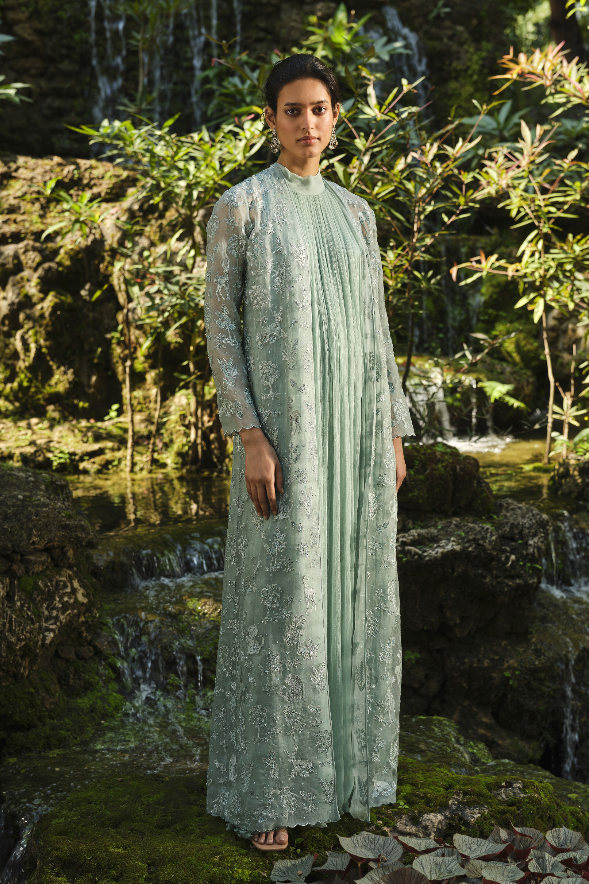 Mountain Mist Embroidered Jacket Set - Powder Blue, Powder Blue, image 1