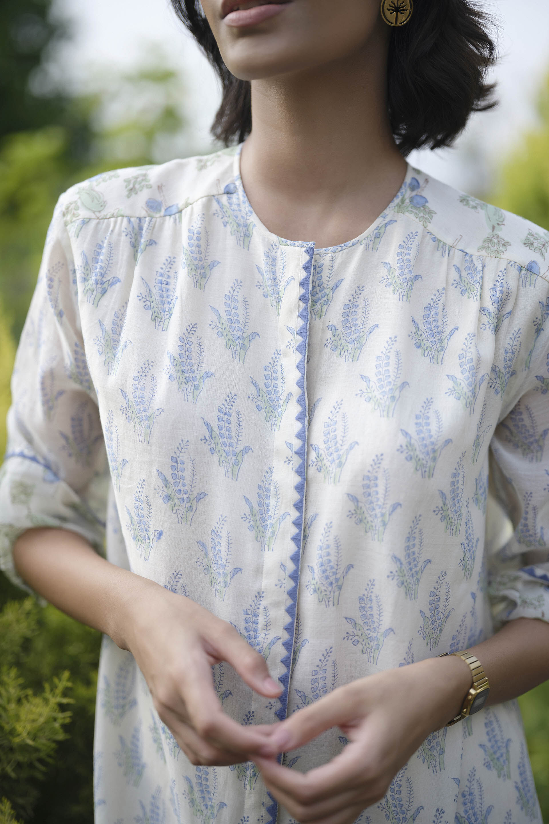 Ansley Hand-block Printed Mul Co-ord - White, White, image 5