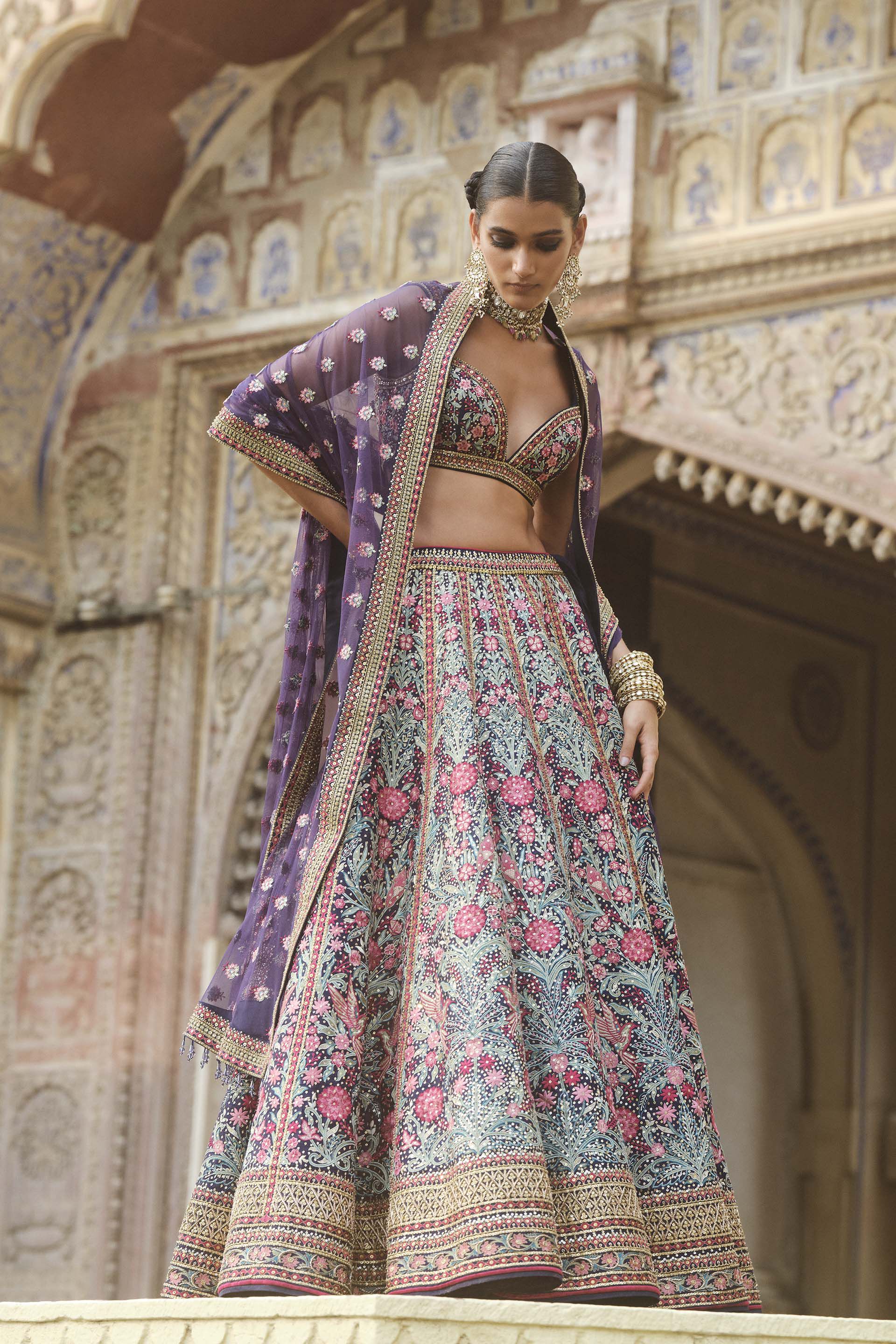 Toyam Embroidered Zardozi Silk Lehenga Set - Blue, Blue, image 7