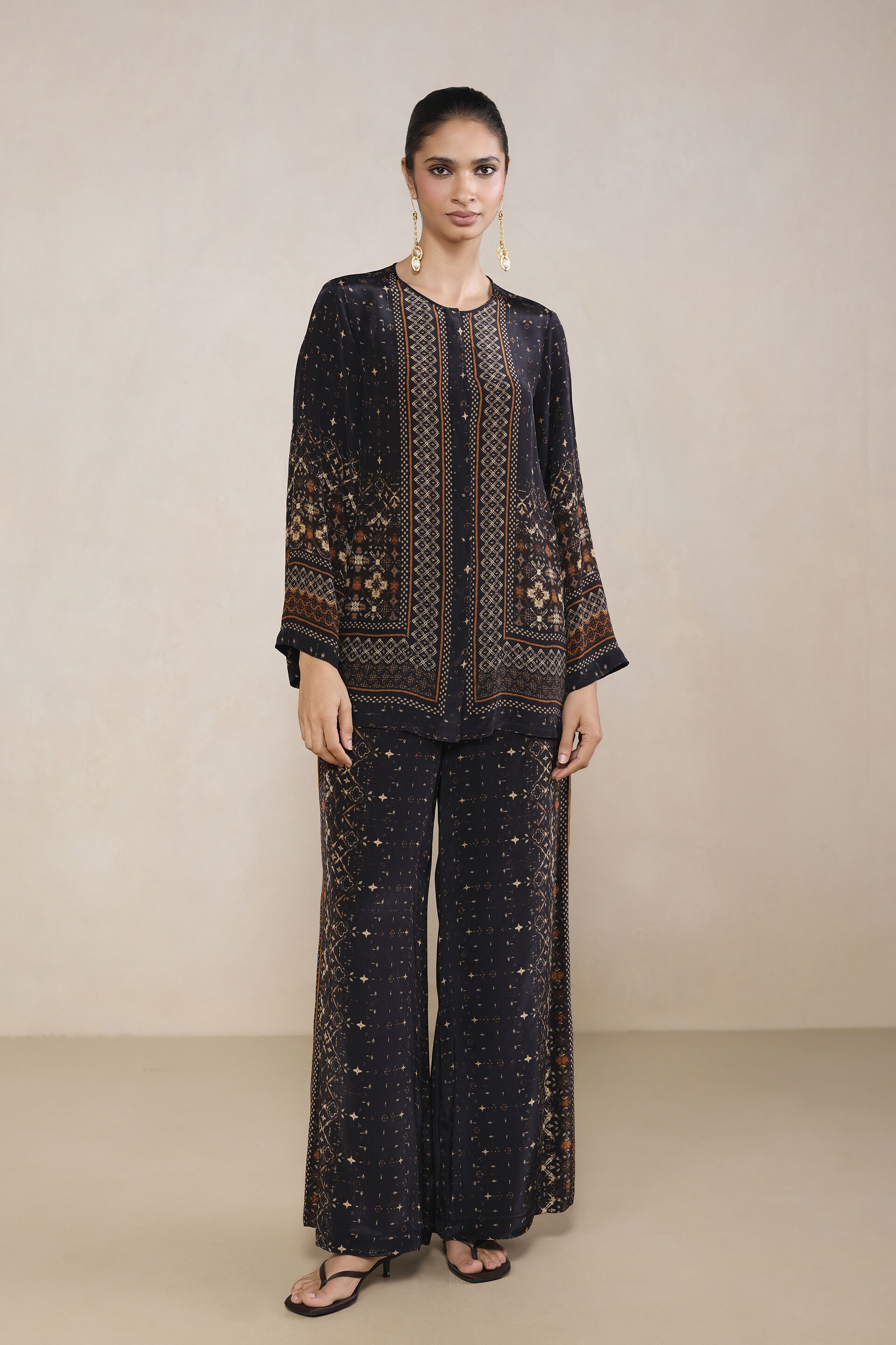 Asma Printed Co-ord in Black, Black, image 1