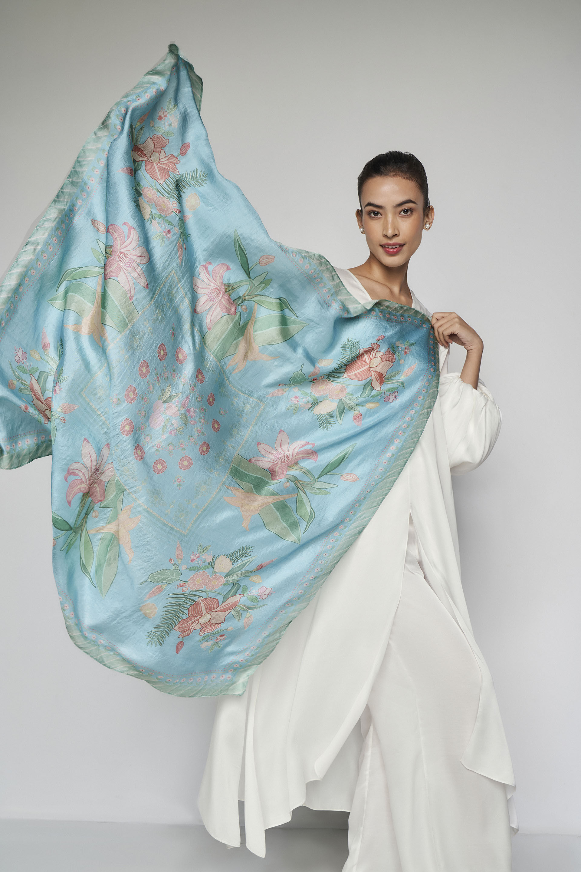 Emaline Silk Scarf - Powder Blue