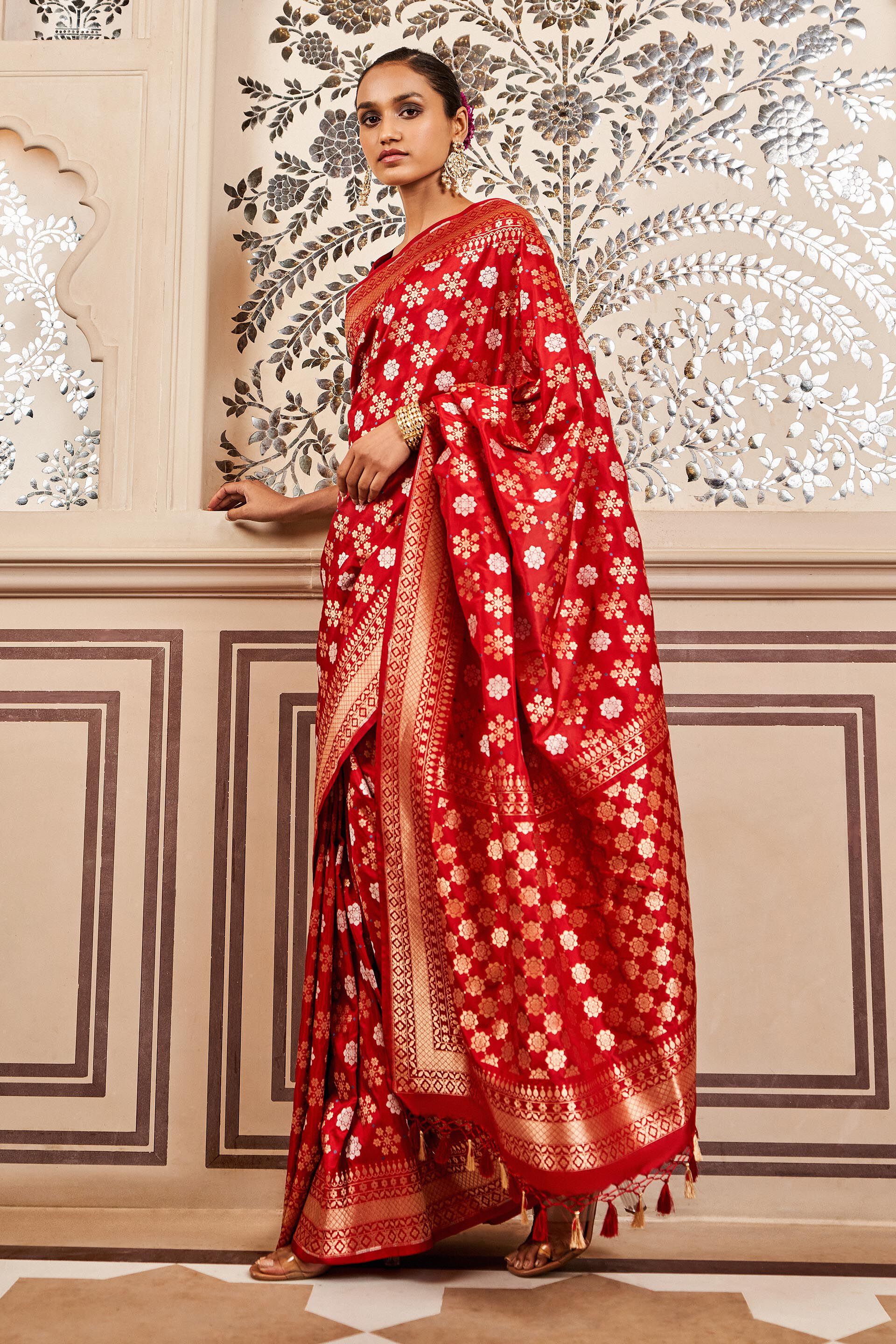 Tvesa Benarasi Saree - Red, Red, image 1