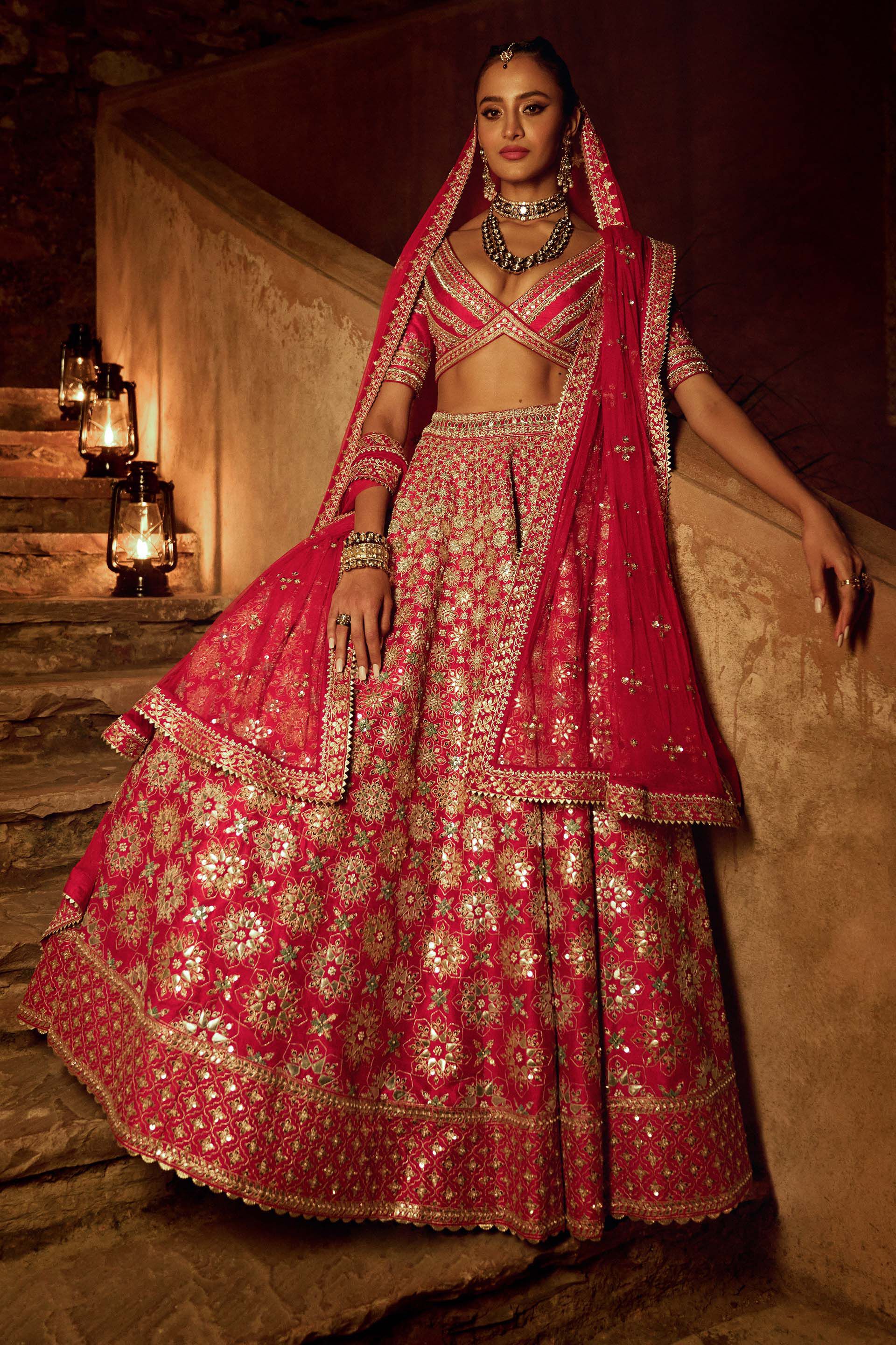 Omera Lehenga-Red