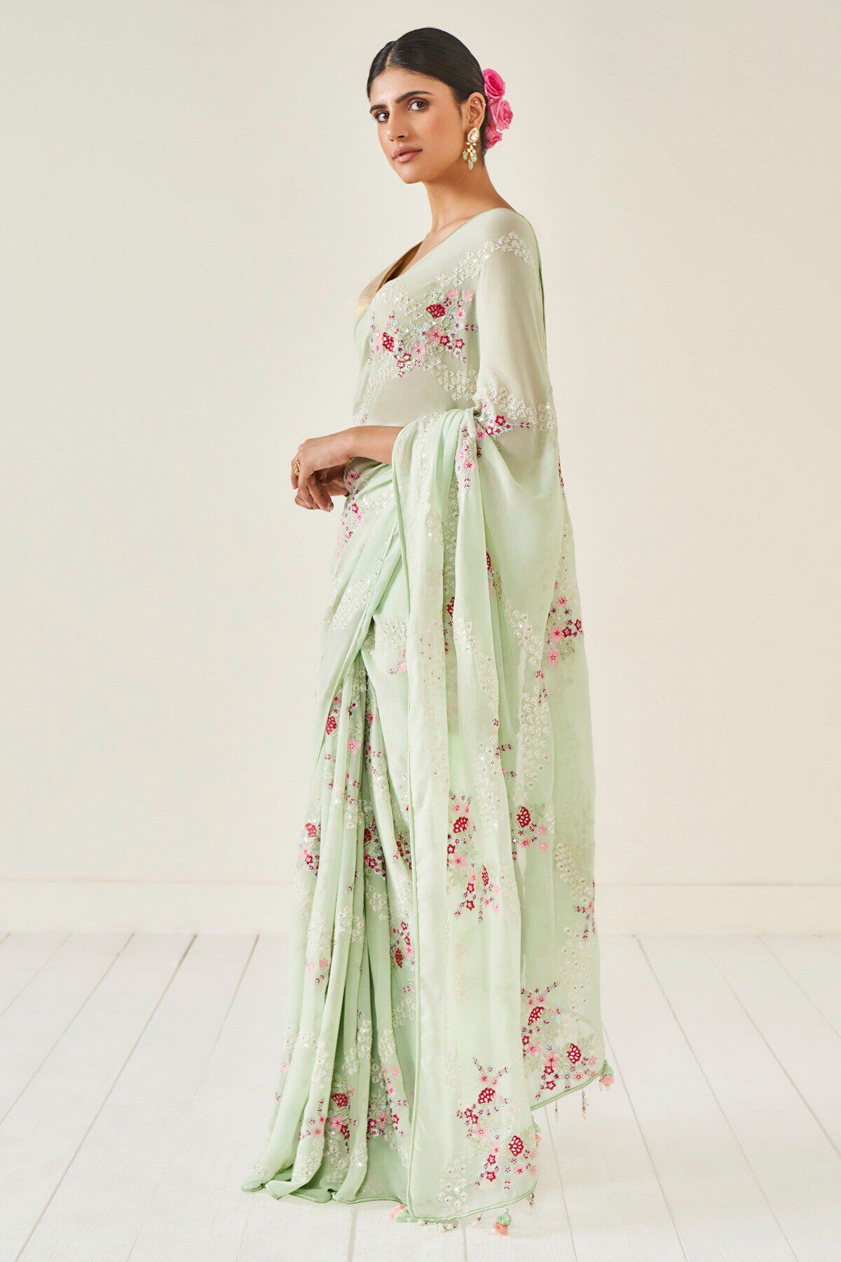 Alyssa Saree Set - Pista, Pista, image 2