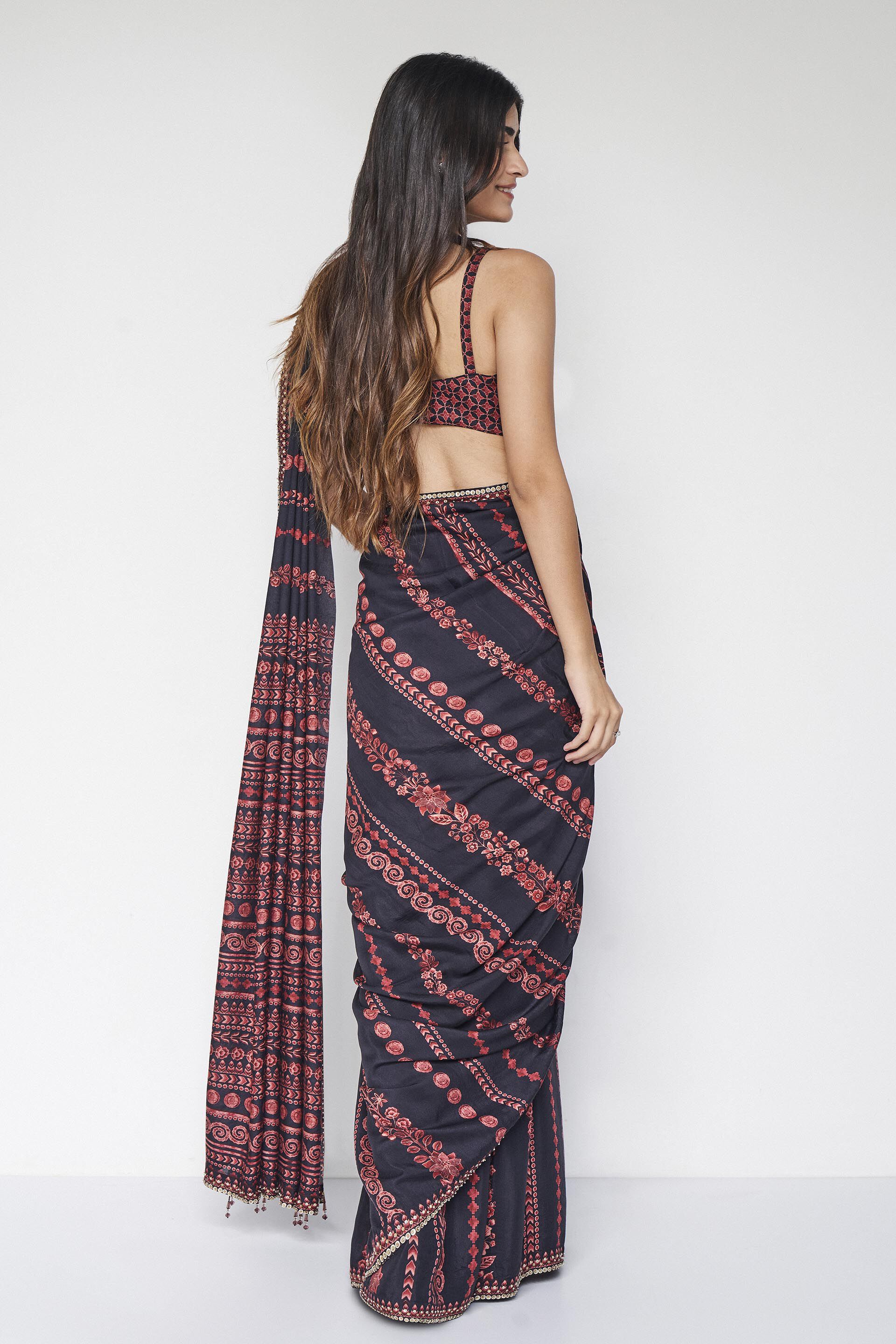 Roseline Saree - Black, Black, image 4